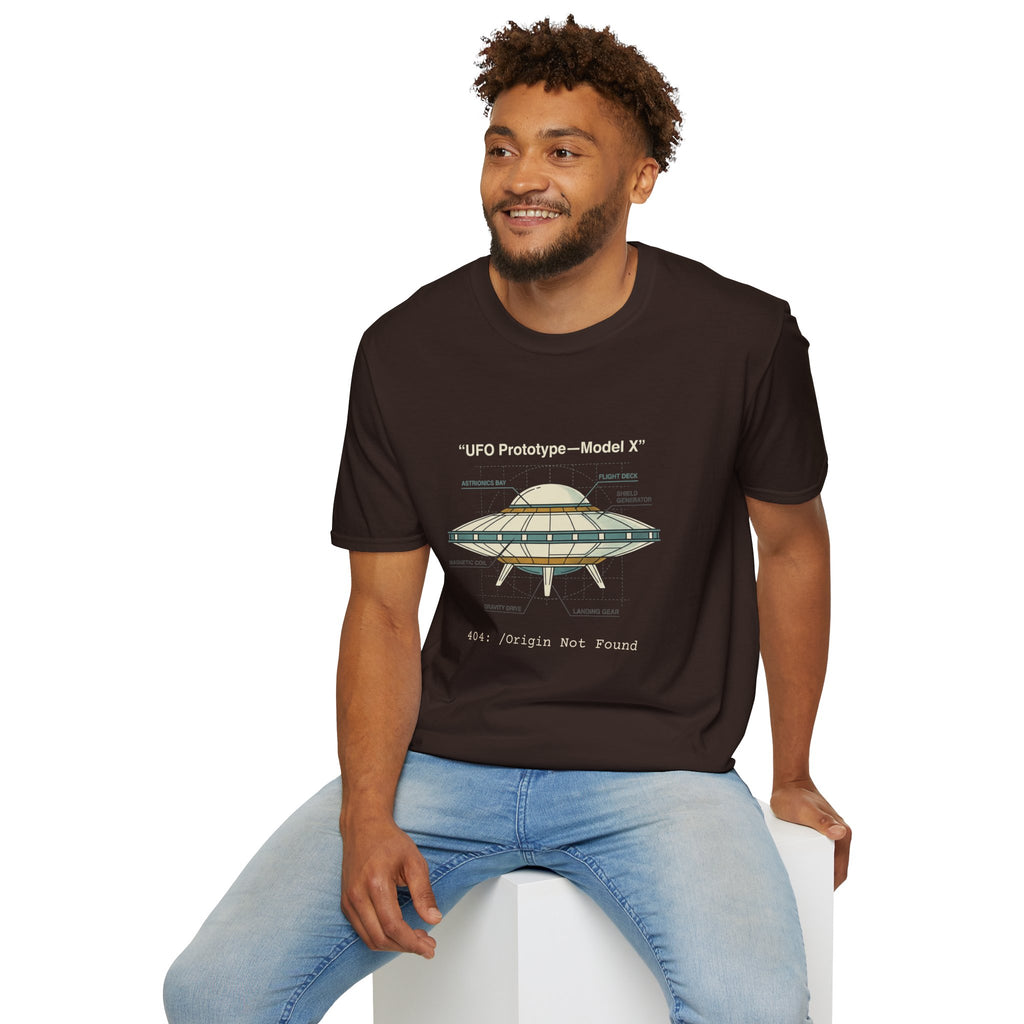 UFO Diagram Technical T-Shirt — Retro Schematic Alien Spaceship Tee