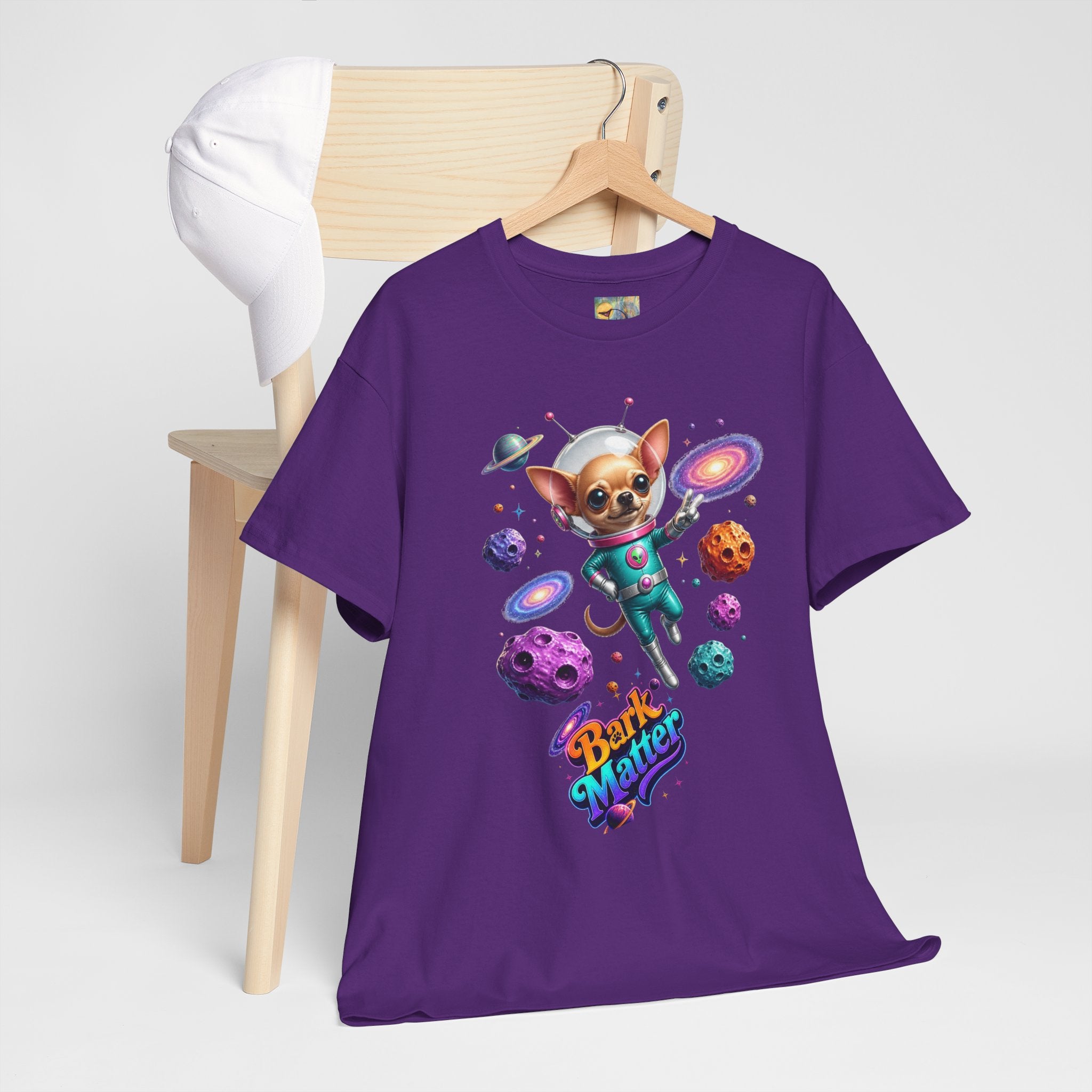 Space Chihuahua Tee – "Bark Matter" Cute Astronaut Dog Graphic Shirt