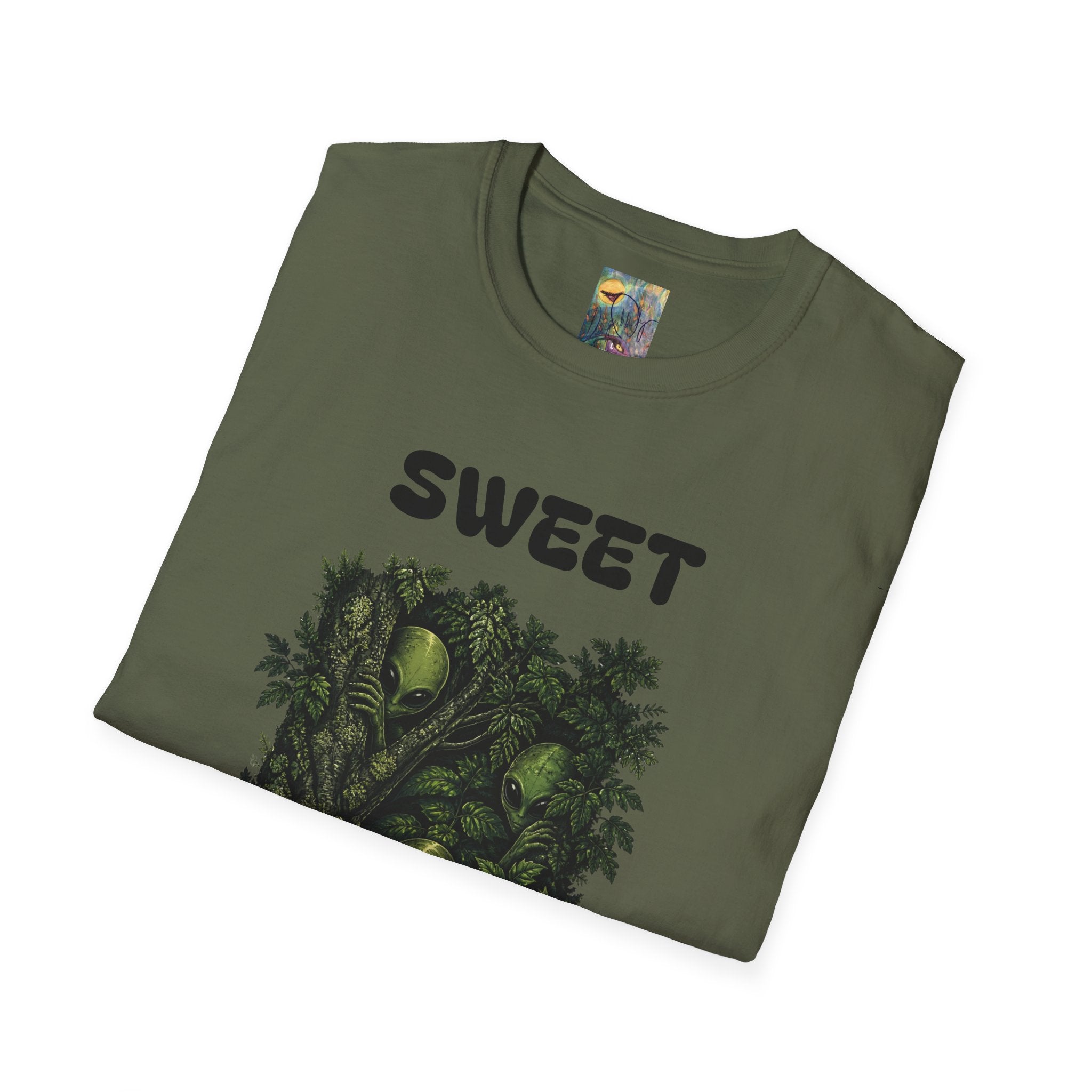 Sweet Dreams T-Shirt — Olive Alien Forest Graphic Tee