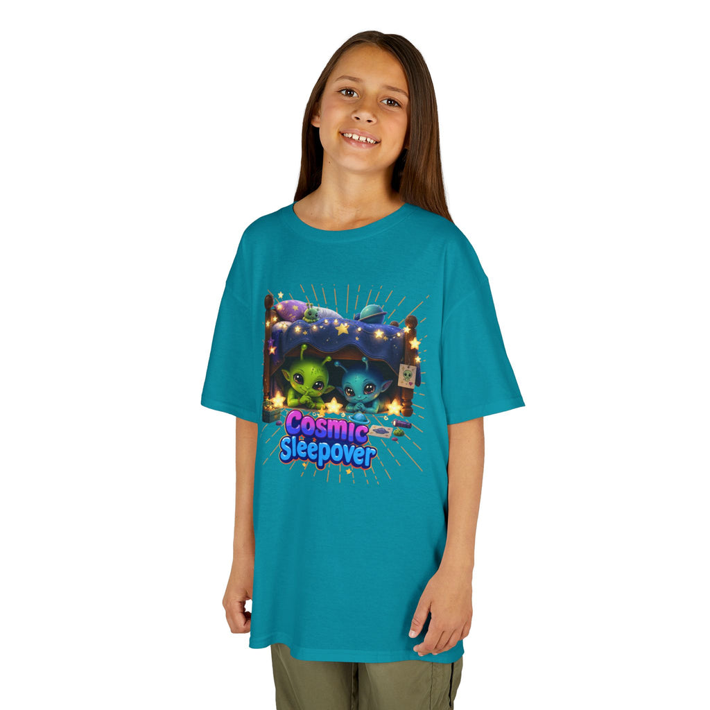 Cosmic Sleepover Kids Tee — Cute Alien Pajama Party T-Shirt
