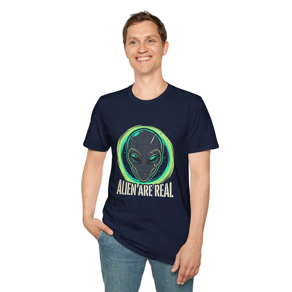 Alien Are Real T-Shirt — Neon Green Alien Face Graphic Tee