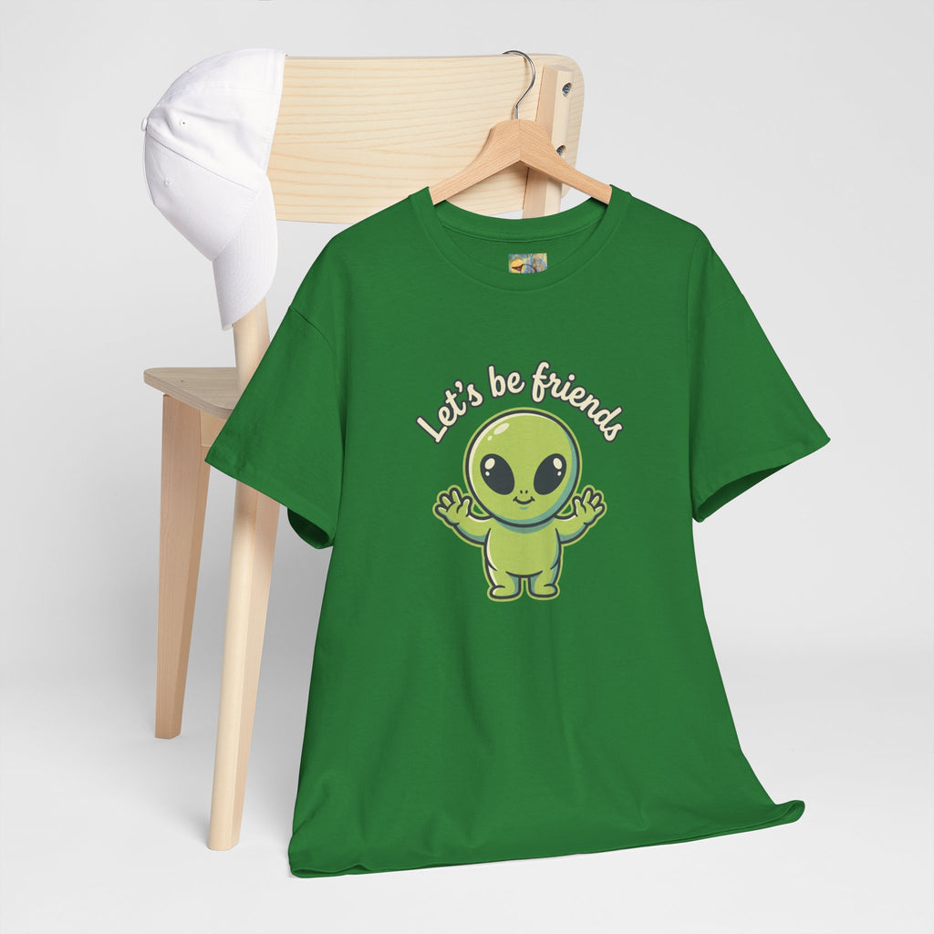 Let's Be Friends Alien T-Shirt — Cute Green Alien Graphic Tee