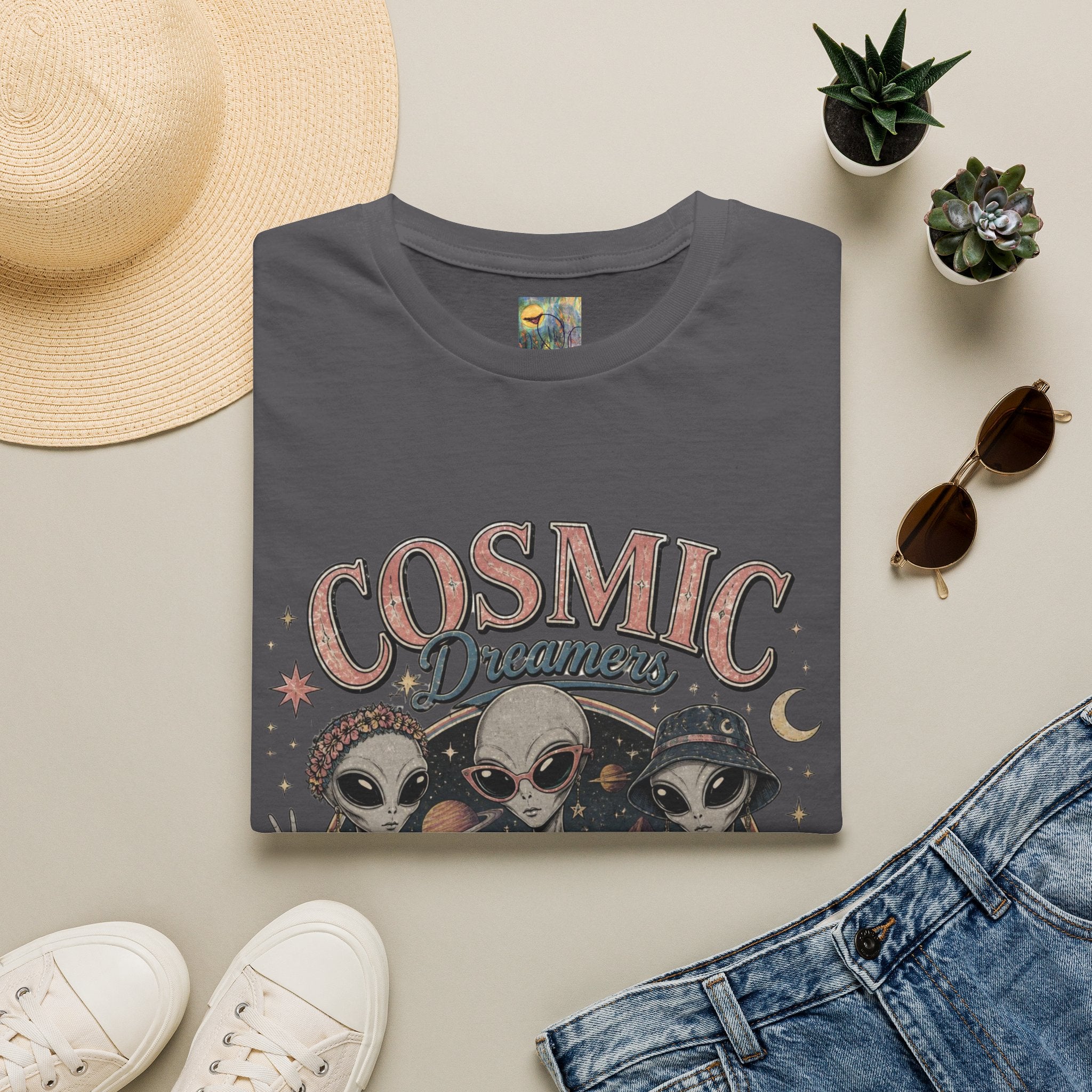 Cosmic Dreamers T‑Shirt — Retro Alien Graphic Tee (Not of This World)