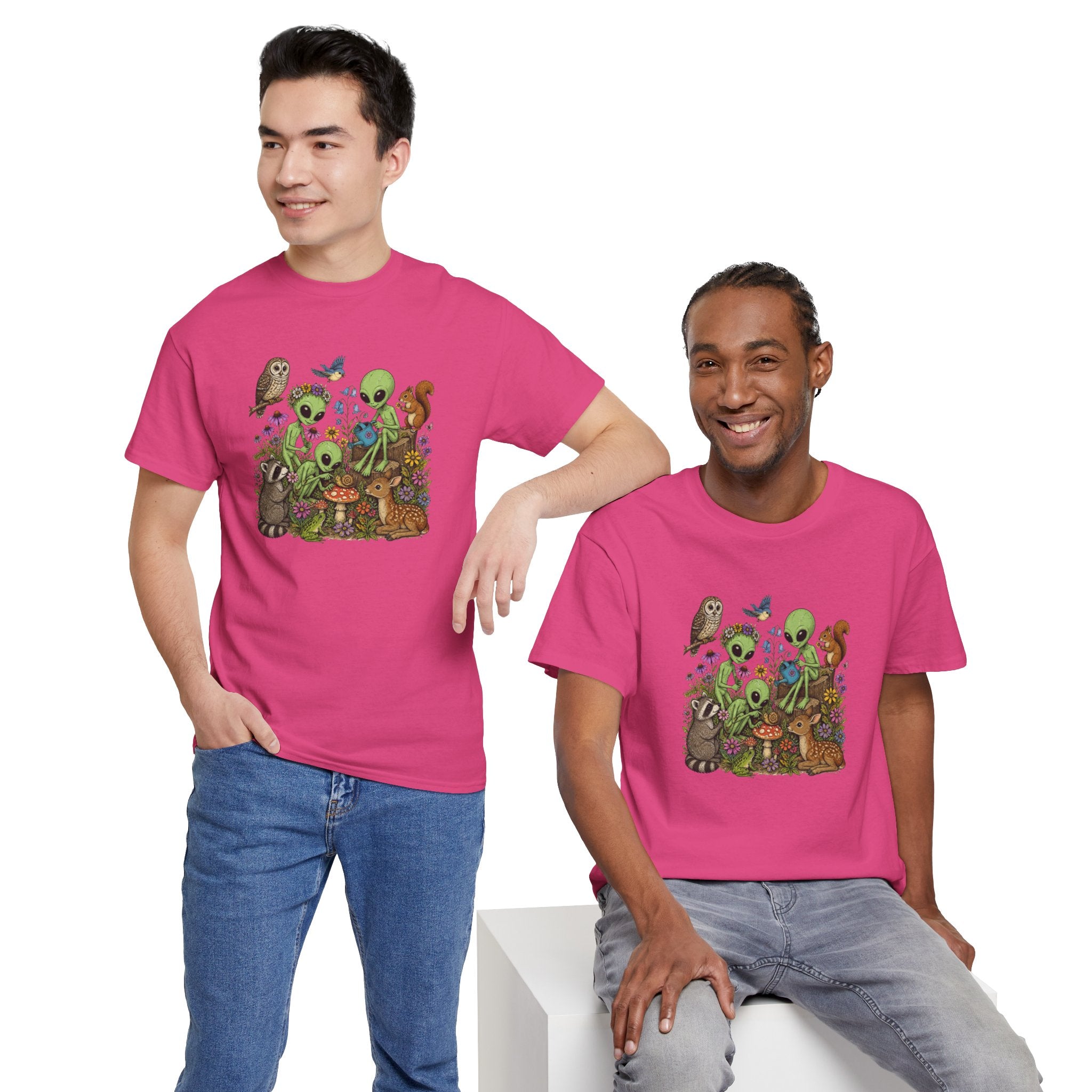 Alien Forest Friends T‑Shirt — Cute Alien & Woodland Animals Graphic Tee