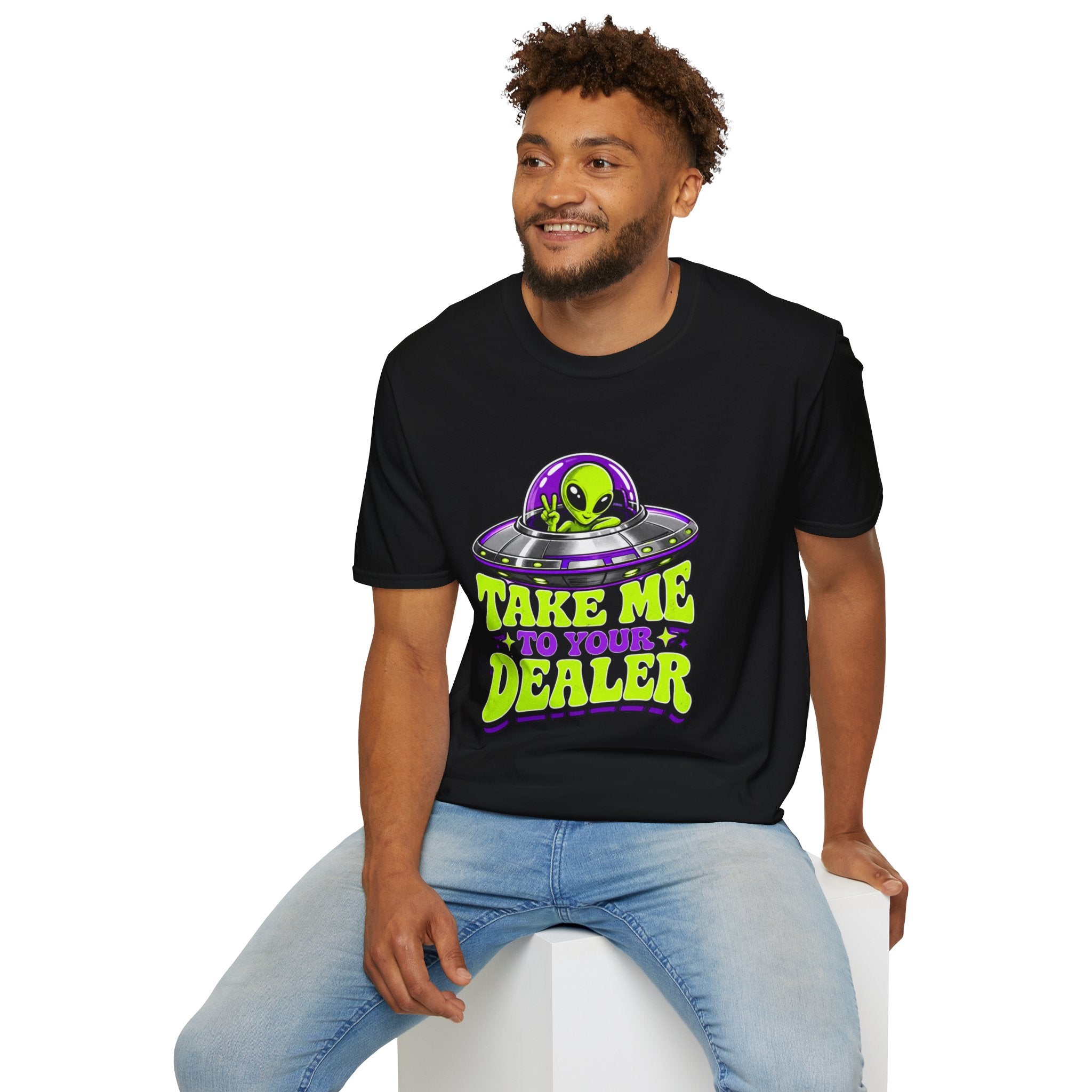 Alien UFO T‑Shirt — "Take Me to Your Dealer" Graphic Tee