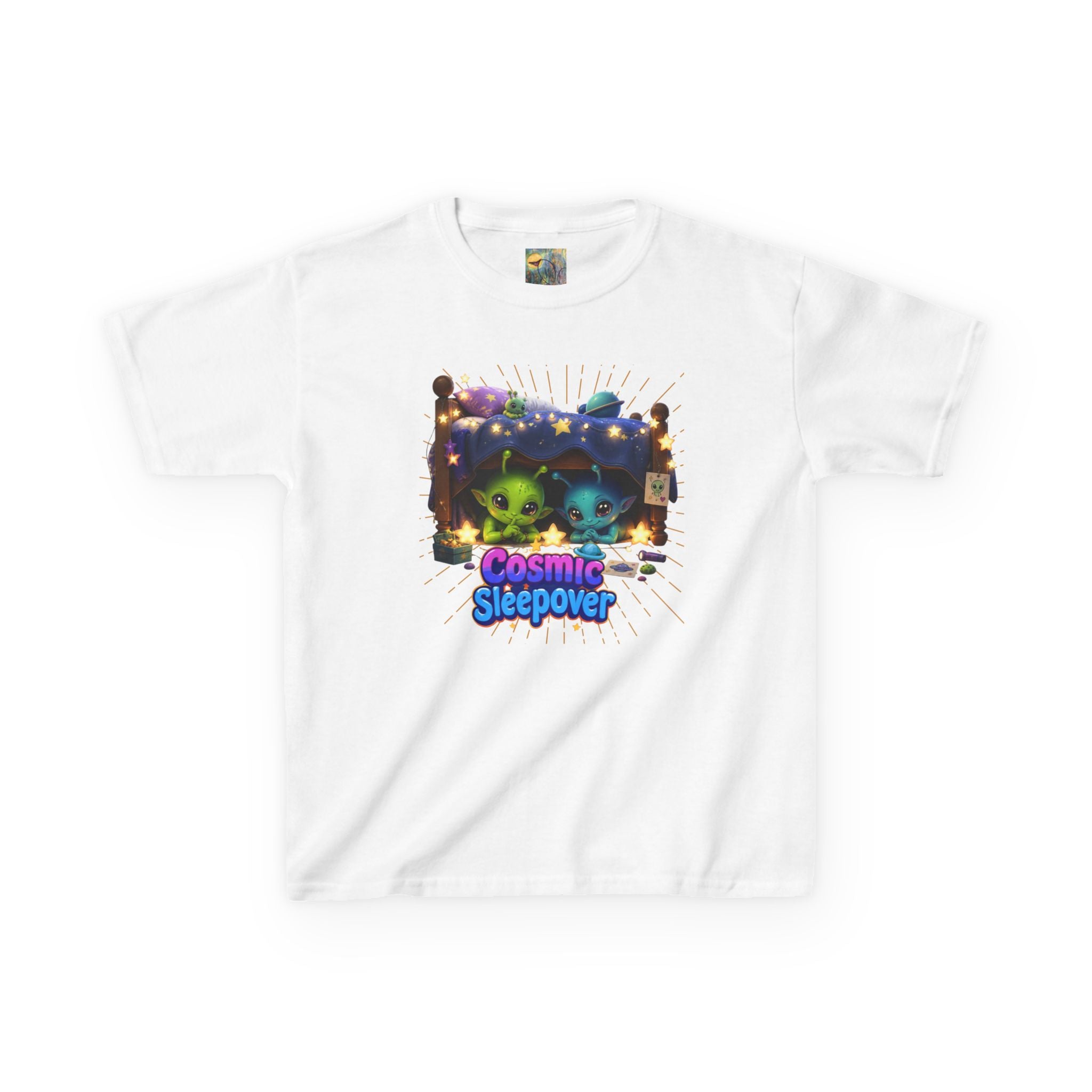 Cosmic Sleepover Kids Tee — Cute Alien Pajama Party T-Shirt