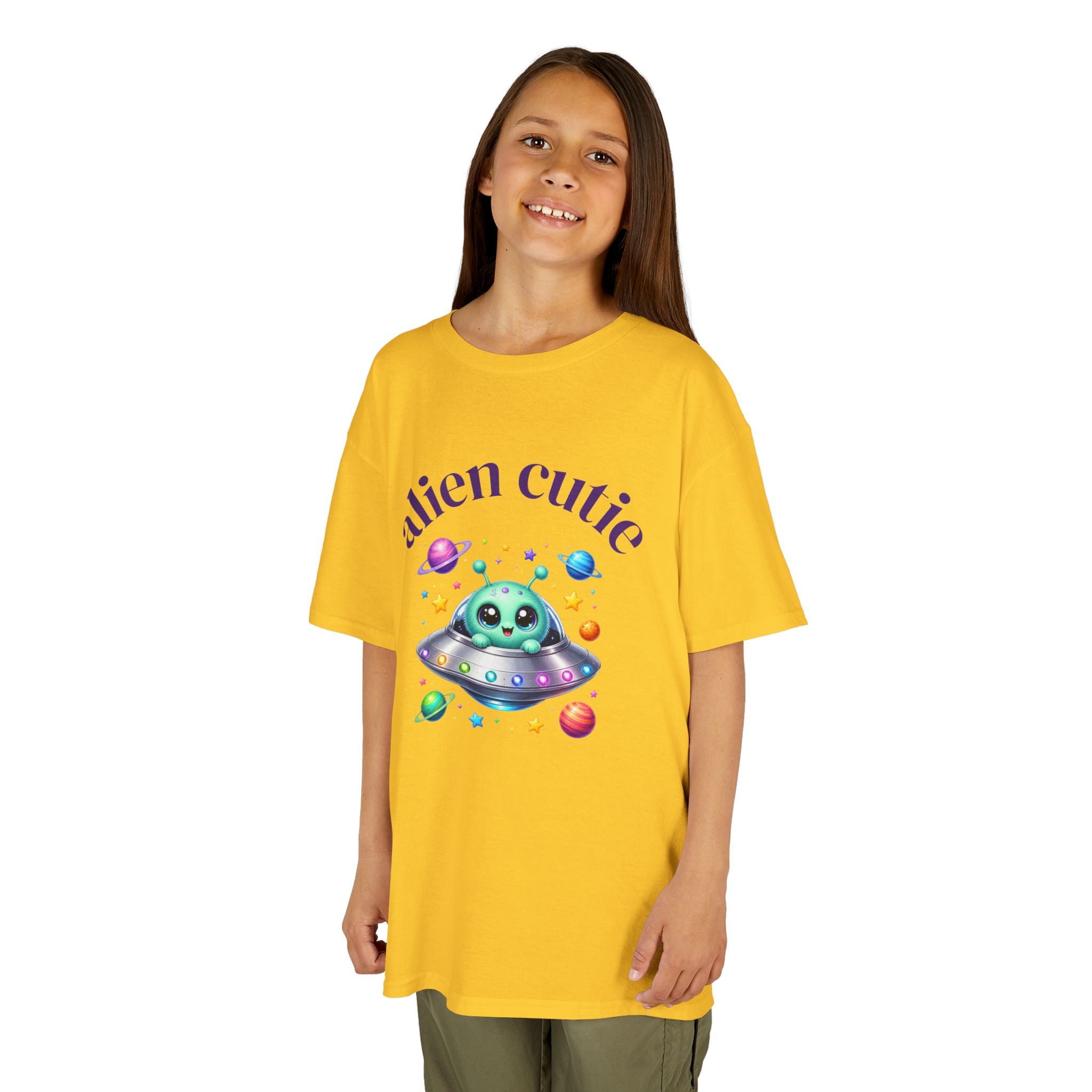 Kids Tee — "Alien Cutie" Cute Alien UFO Graphic Shirt for Children
