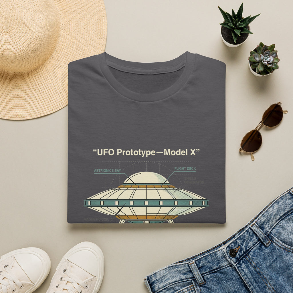 UFO Diagram Technical T-Shirt — Retro Schematic Alien Spaceship Tee