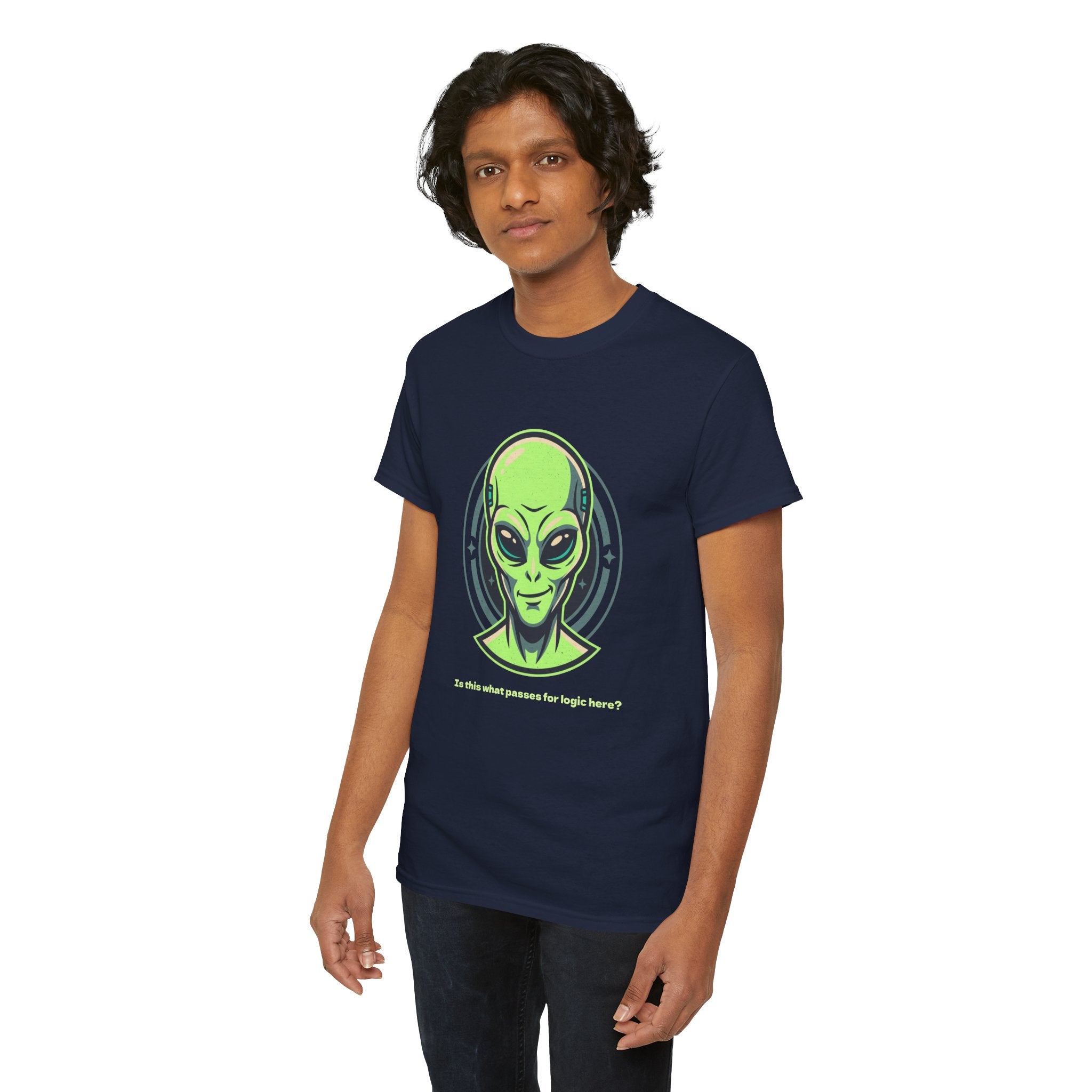 Alien Head T-Shirt — "So this is what passes for logic here?" Sci‑Fi Graphic Tee