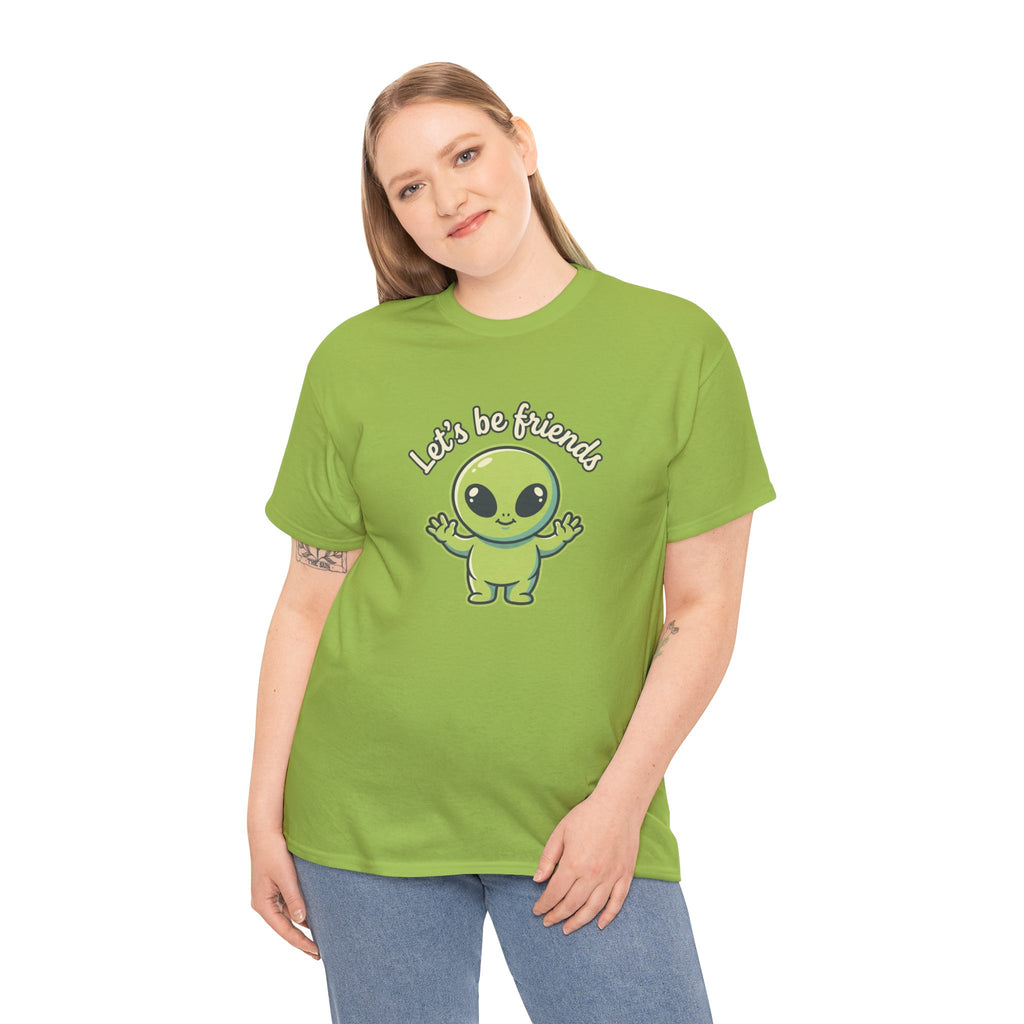 Let's Be Friends Alien T-Shirt — Cute Green Alien Graphic Tee