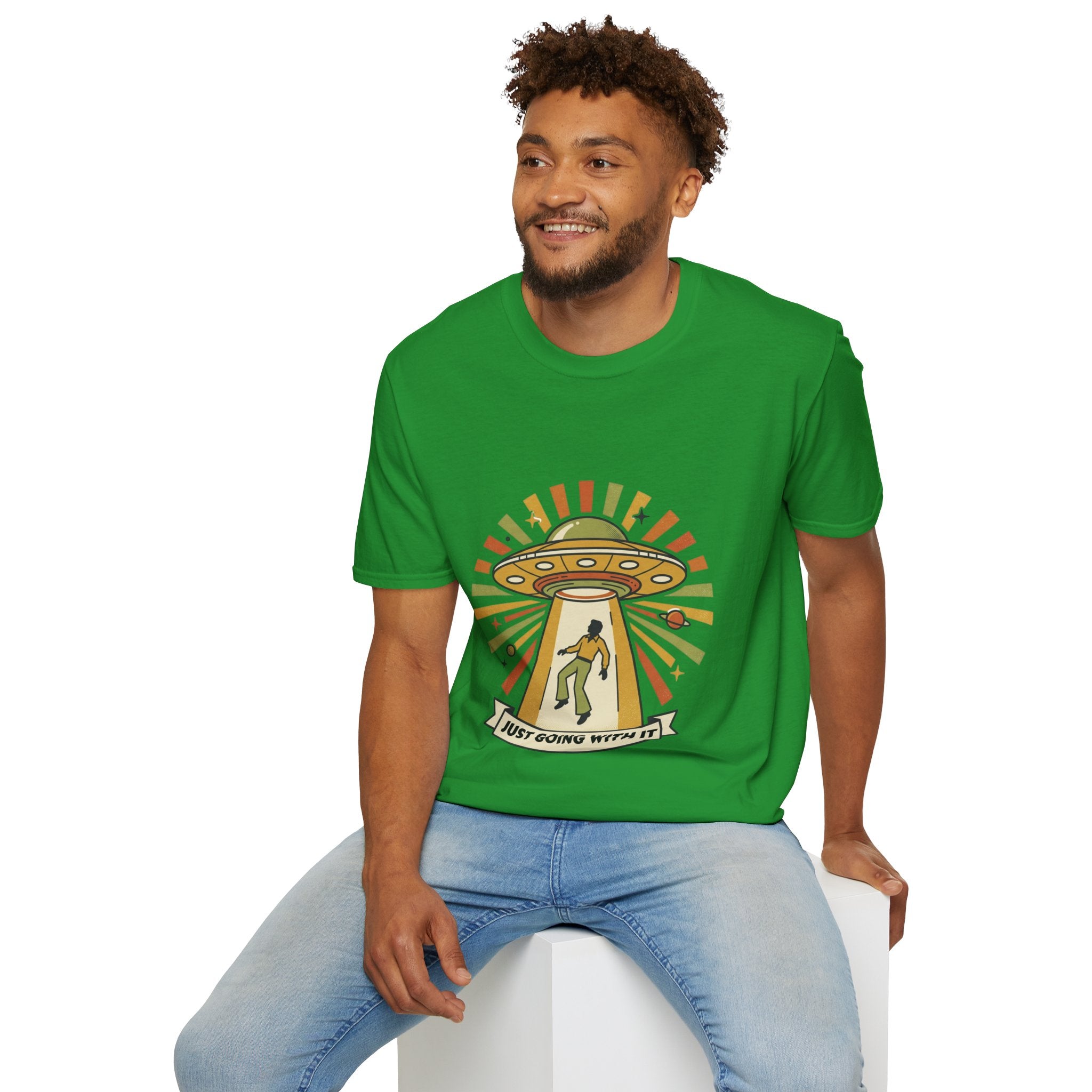 Alien Abduction T-Shirt — Retro UFO "Just Going With It" Graphic Tee