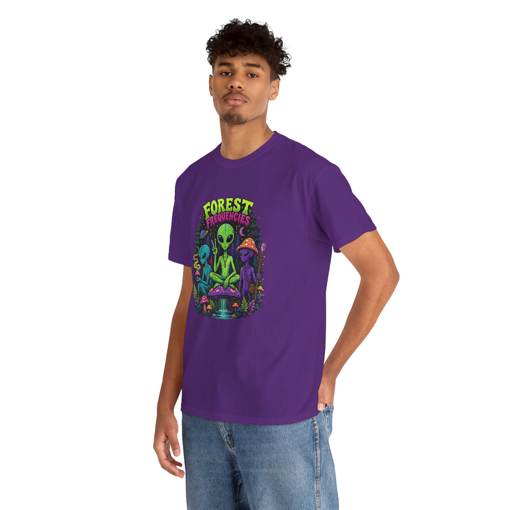 Forest Frequencies Alien T-Shirt — Psychedelic Mushroom Meditation Tee