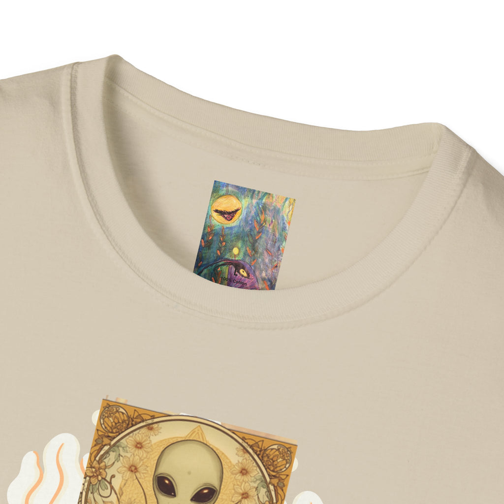 Alien Art Nouveau T-Shirt — 'Otherworldly Muse' Vintage-Style Extraterrestrial Tee