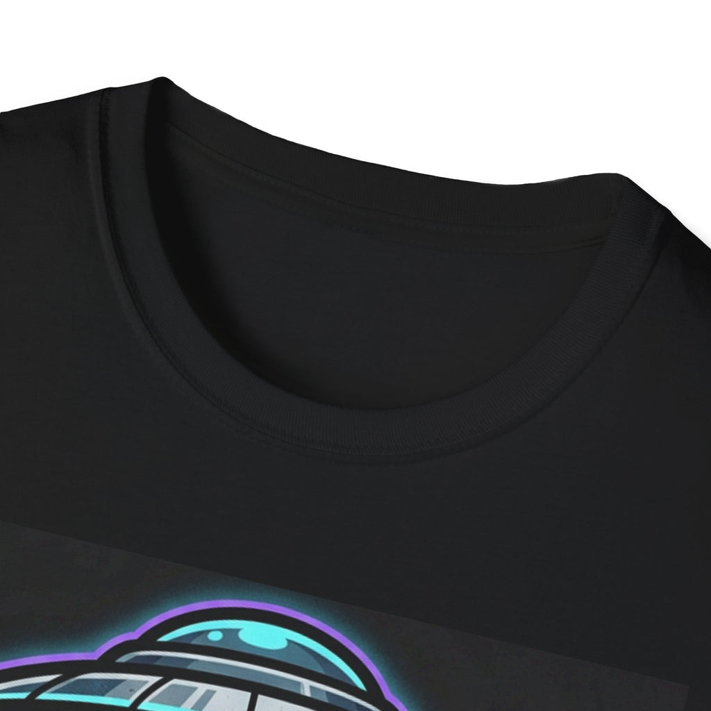 Alien UFO Graphic Tee — Neon Extraterrestrial Design ("Eat Plasma, Dirt Bag")
