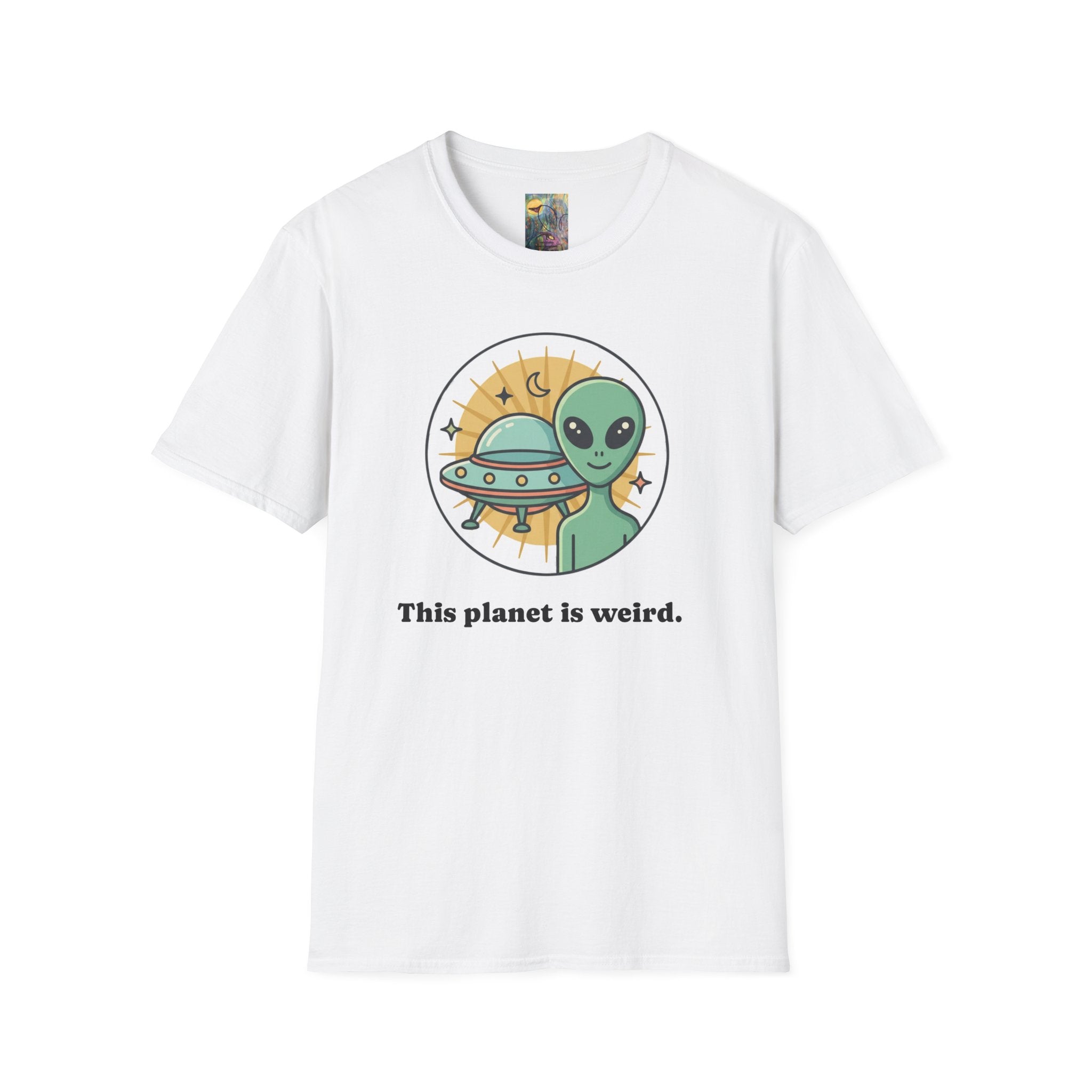 Alien UFO T-Shirt — "This Planet Is Weird" Cute Retro Space Tee