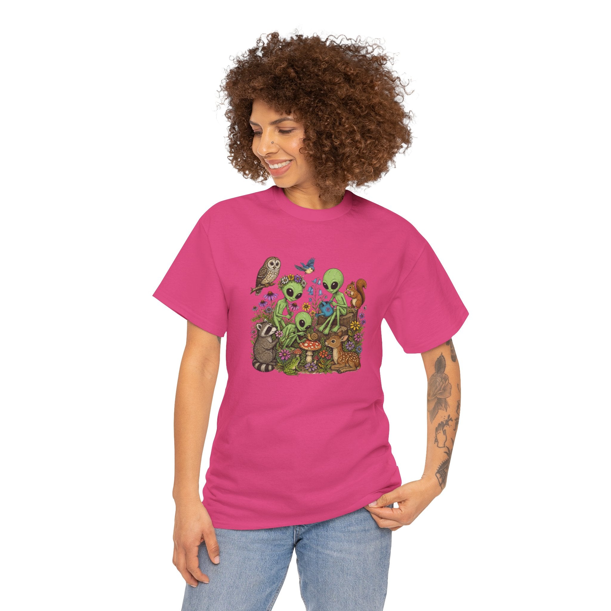 Alien Forest Friends T‑Shirt — Cute Alien & Woodland Animals Graphic Tee