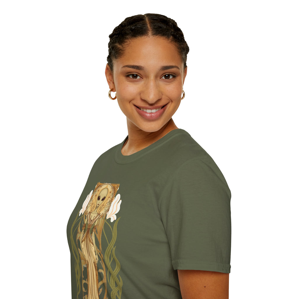 Alien Art Nouveau T-Shirt — 'Otherworldly Muse' Vintage-Style Extraterrestrial Tee