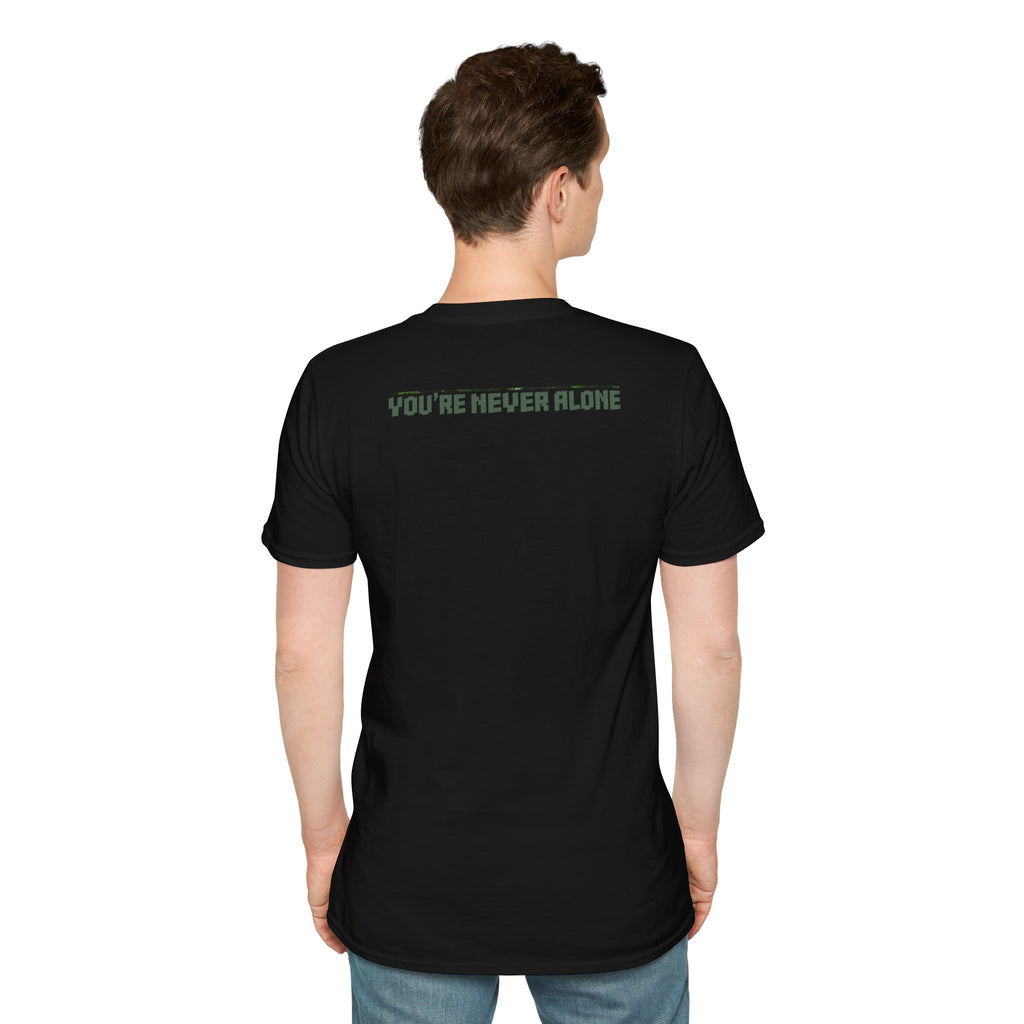 Alien Friends T‑Shirt — "You're Never Alone" Green Extraterrestrial Graphic Tee