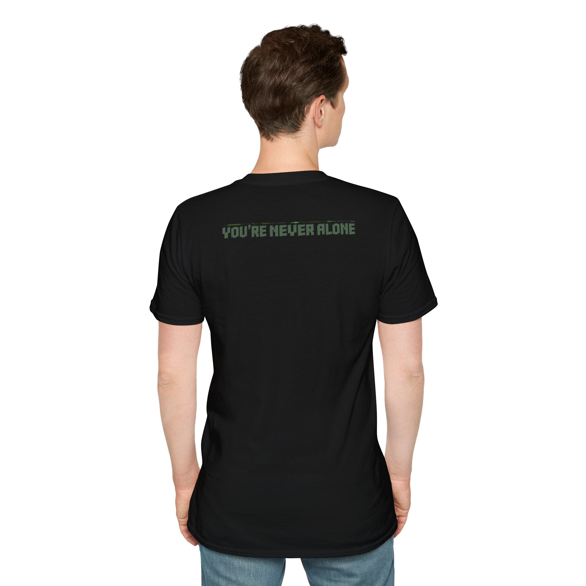 Alien Friends T‑Shirt — "You're Never Alone" Green Extraterrestrial Graphic Tee