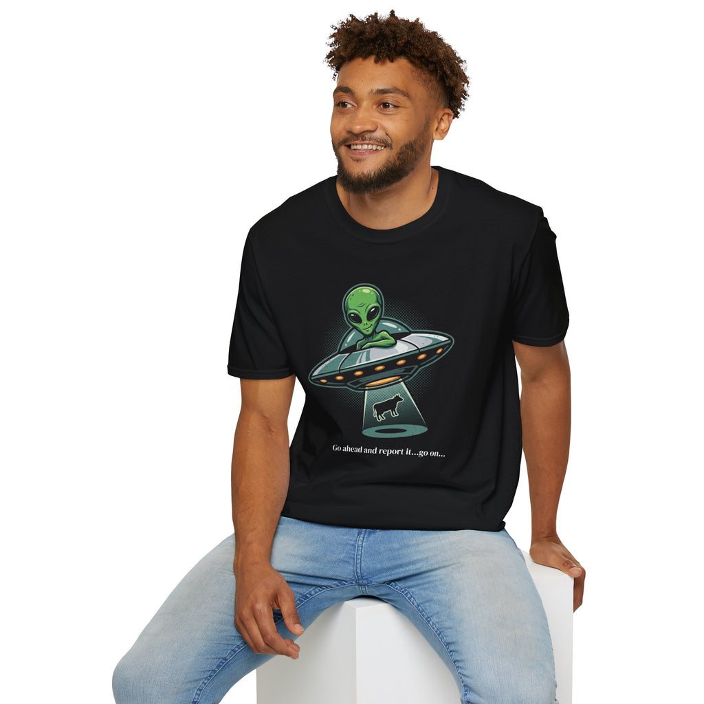 Alien UFO T-Shirt — Cute Green Alien Abduction Graphic Tee