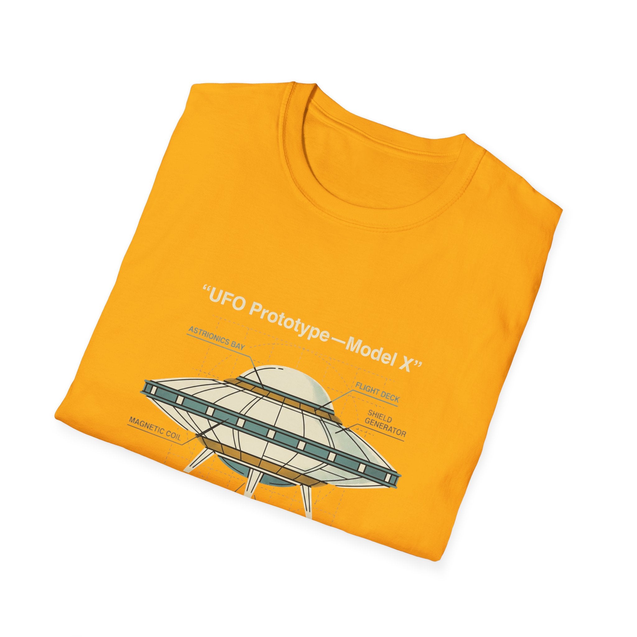 UFO Diagram Technical T-Shirt — Retro Schematic Alien Spaceship Tee