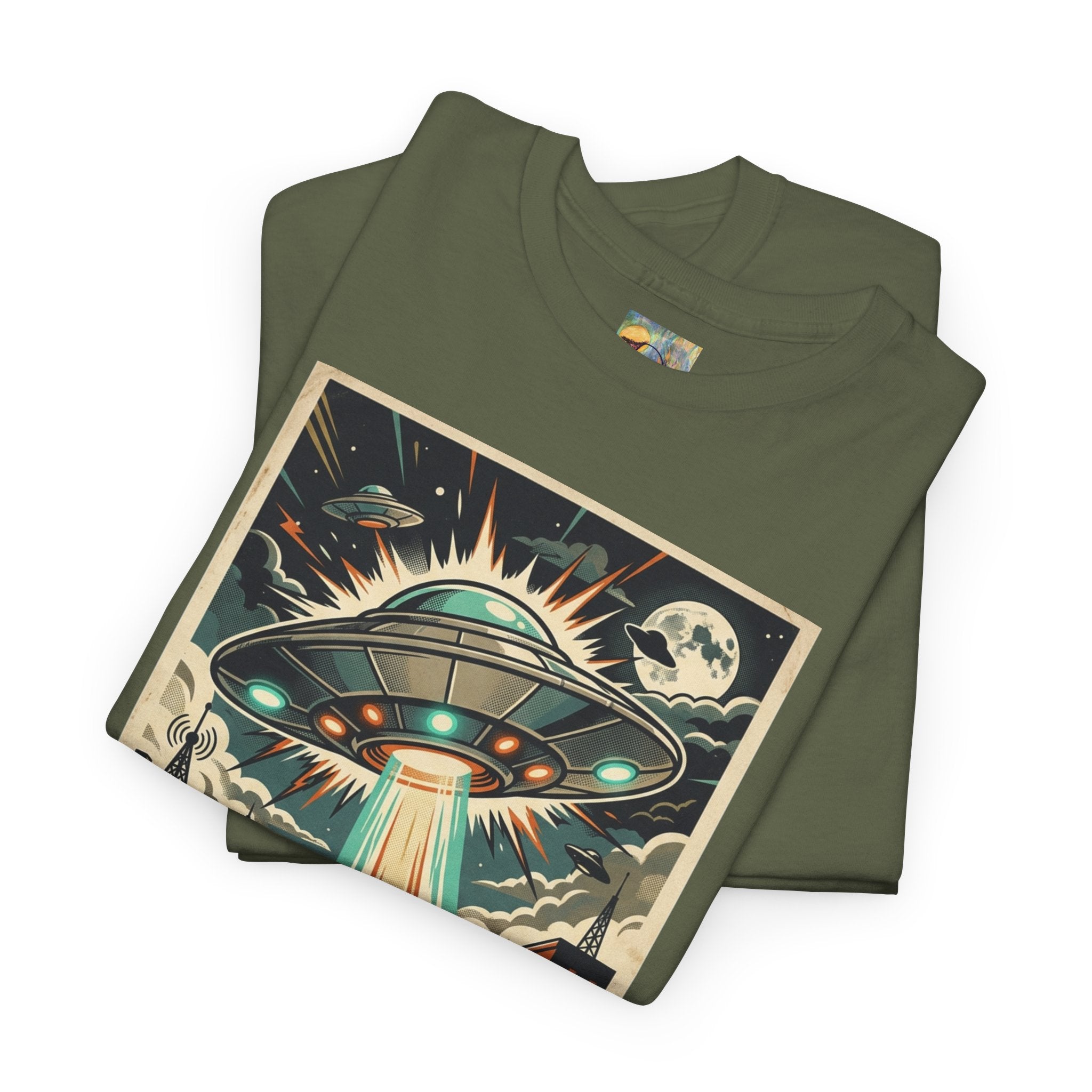 Pop Sci-fi Alien Invasion T-Shirt — Vintage UFO 'Not Again!' Graphic Tee