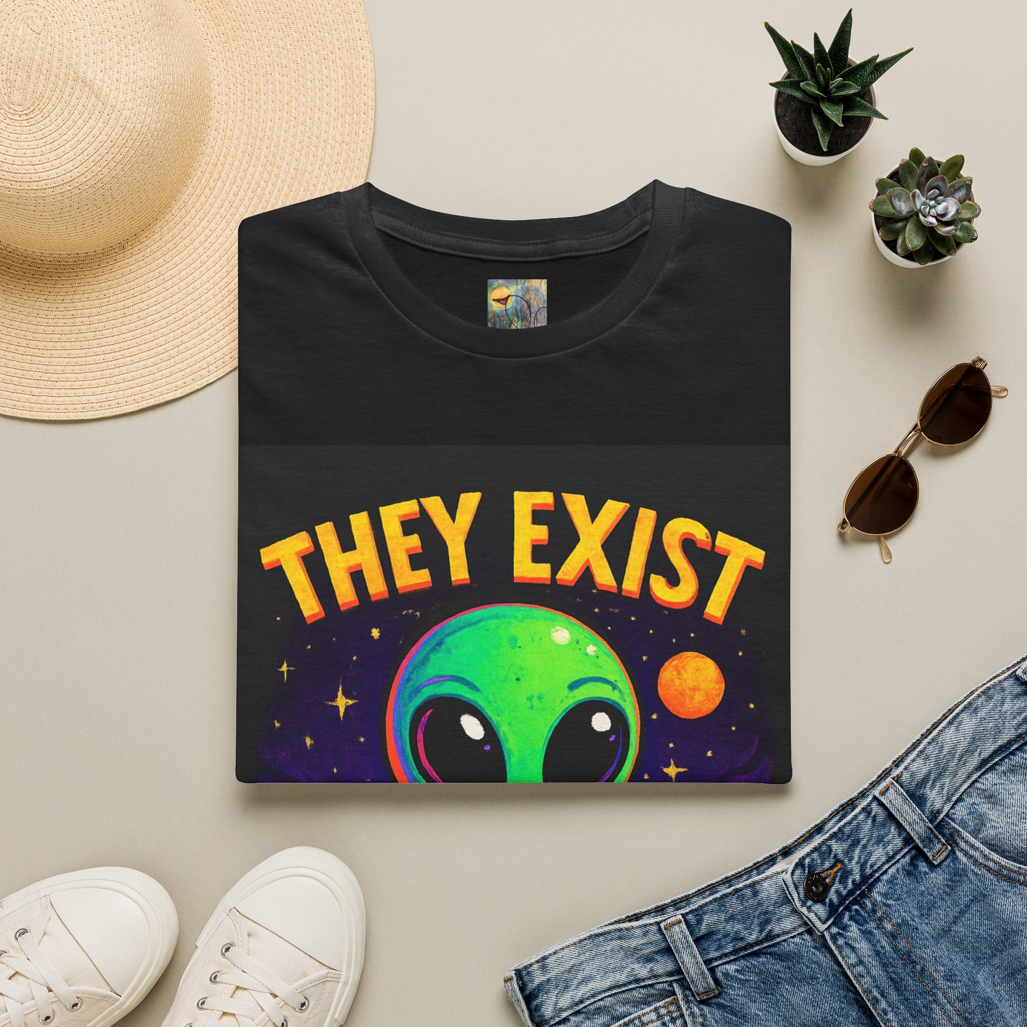 They Exist Alien T-Shirt — Cute Retro Space Graphic Tee