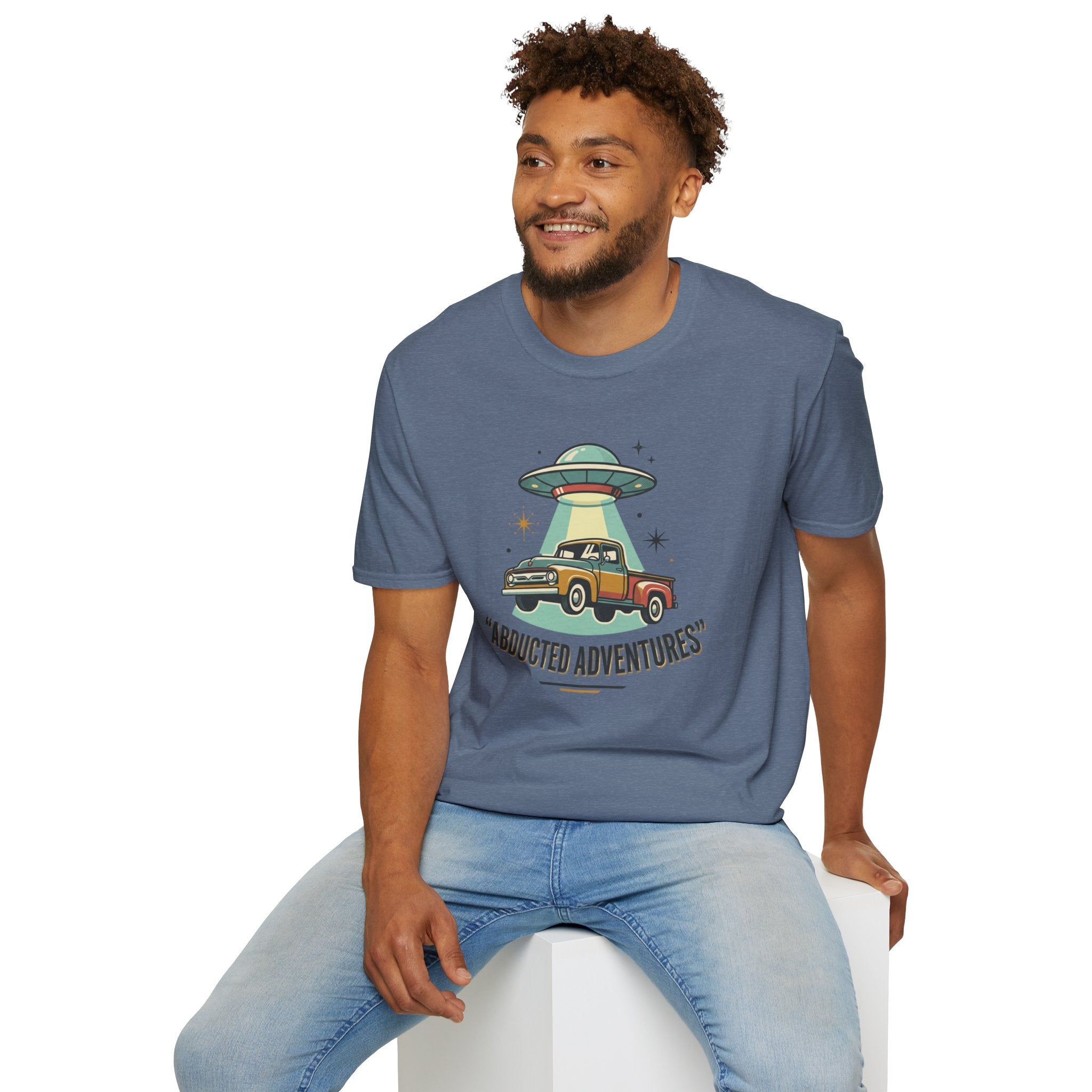 Abducted Adventures T-Shirt — Retro UFO Truck Graphic Tee