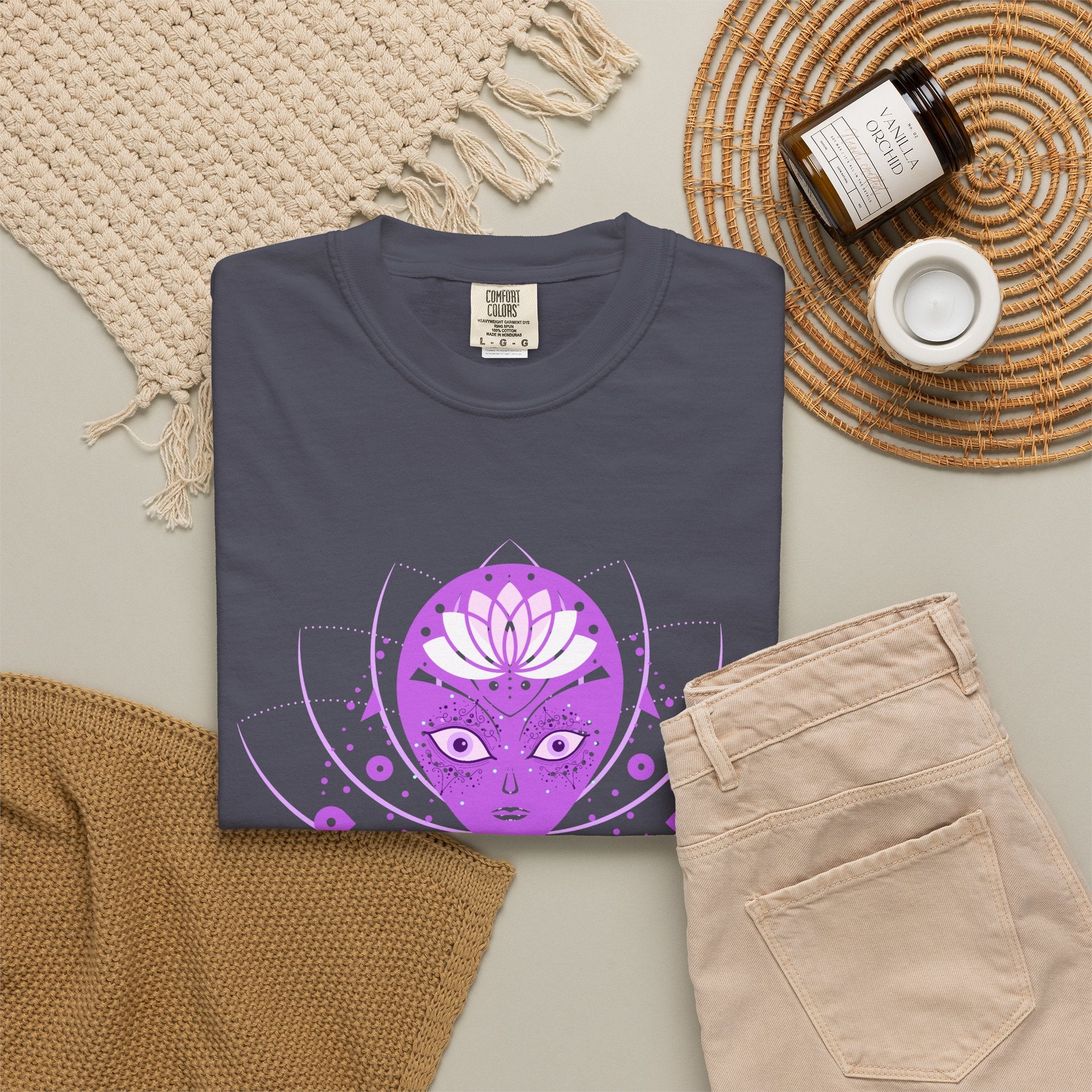 Star Child Alien T-Shirt — Purple Cosmic Alien Graphic Tee