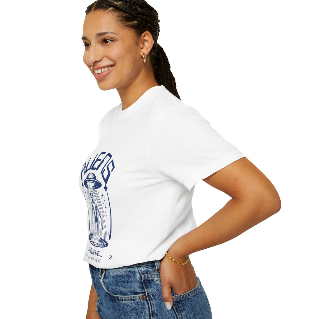 Aliens I Believe They are Already Here Graphic T-Shirt — UFO Abduction Retro Tee
