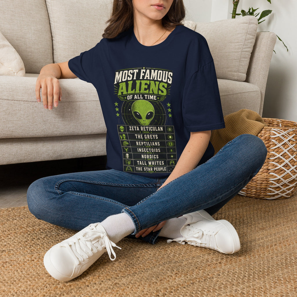 Most Famous Aliens T-Shirt — Retro Green Alien Graphic Tee