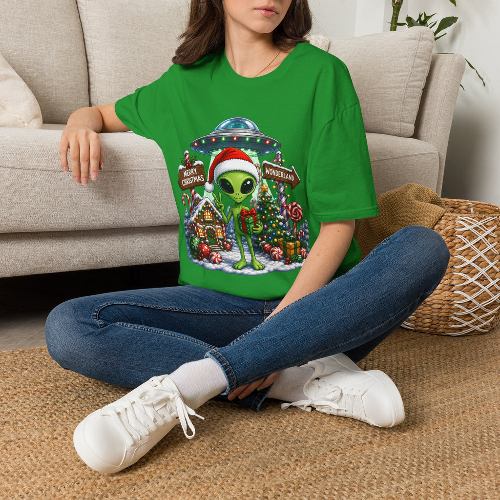 Alien Santa Christmas T-Shirt — "Merry Christmas Wonderland" Holiday Tee