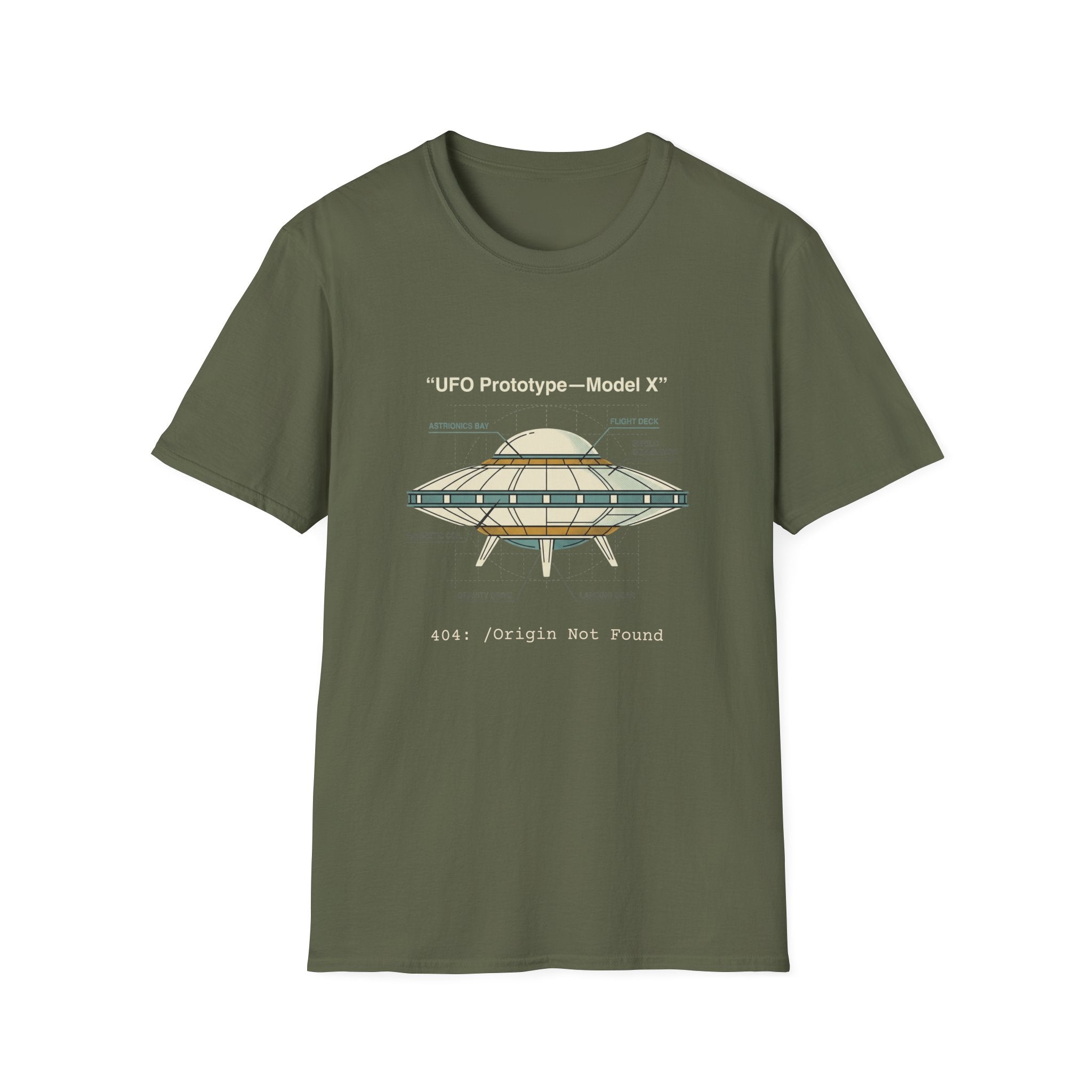 UFO Diagram Technical T-Shirt — Retro Schematic Alien Spaceship Tee
