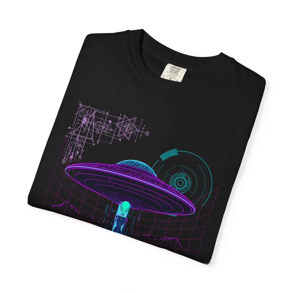 Coming Soon Alien UFO T-Shirt — Retro Neon Alien Abduction Tee
