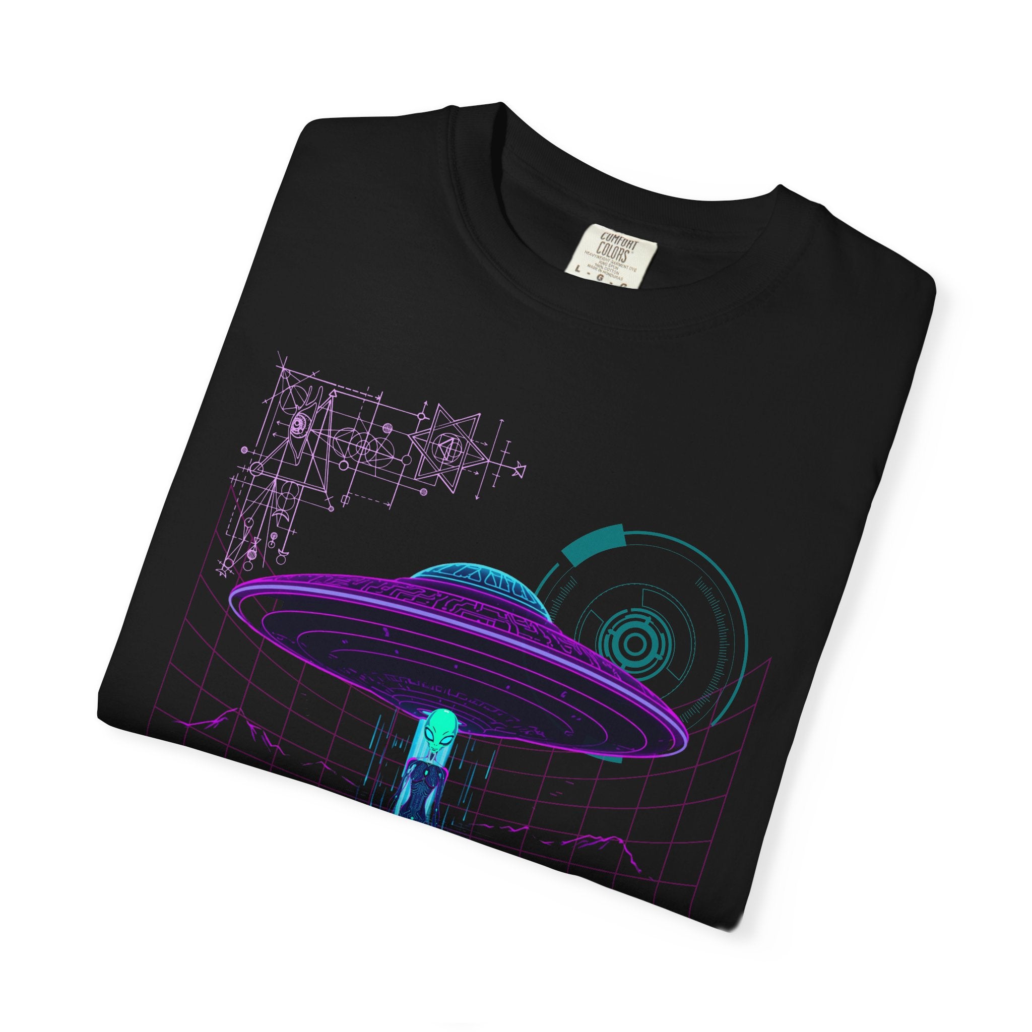 Coming Soon Alien UFO T-Shirt — Retro Neon Alien Abduction Tee