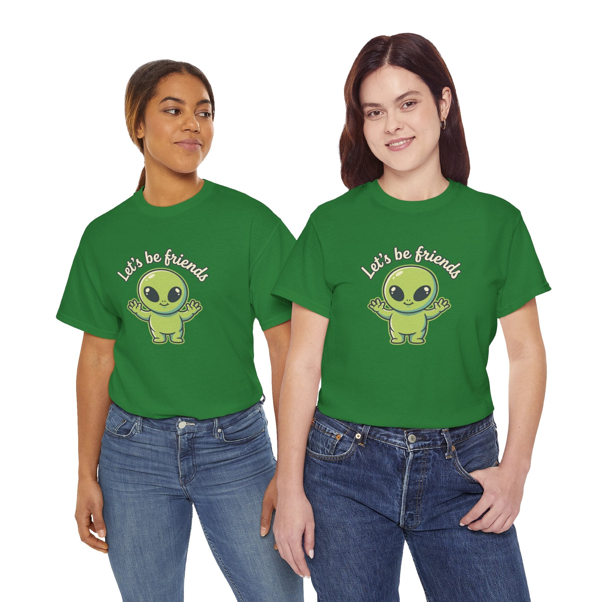 Let's Be Friends Alien T-Shirt — Cute Green Alien Graphic Tee