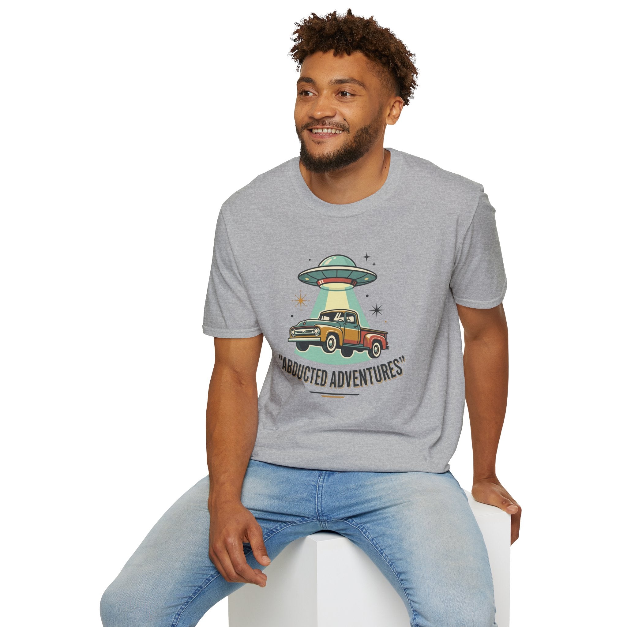 Abducted Adventures T-Shirt — Retro UFO Truck Graphic Tee