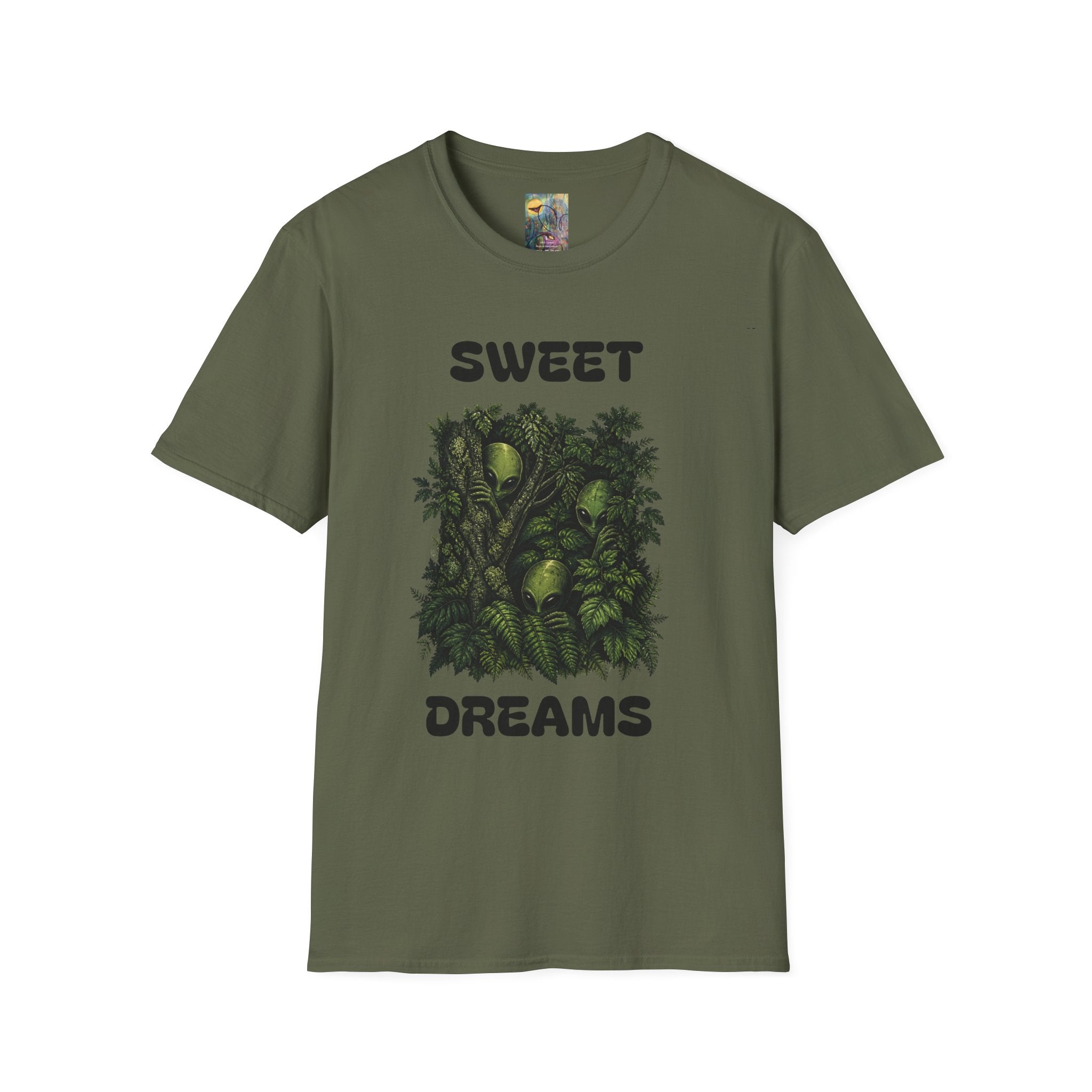 Sweet Dreams T-Shirt — Olive Alien Forest Graphic Tee