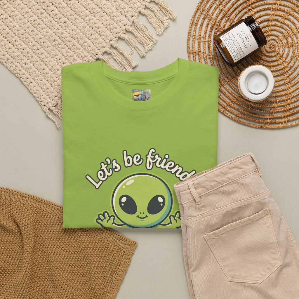 Let's Be Friends Alien T-Shirt — Cute Green Alien Graphic Tee