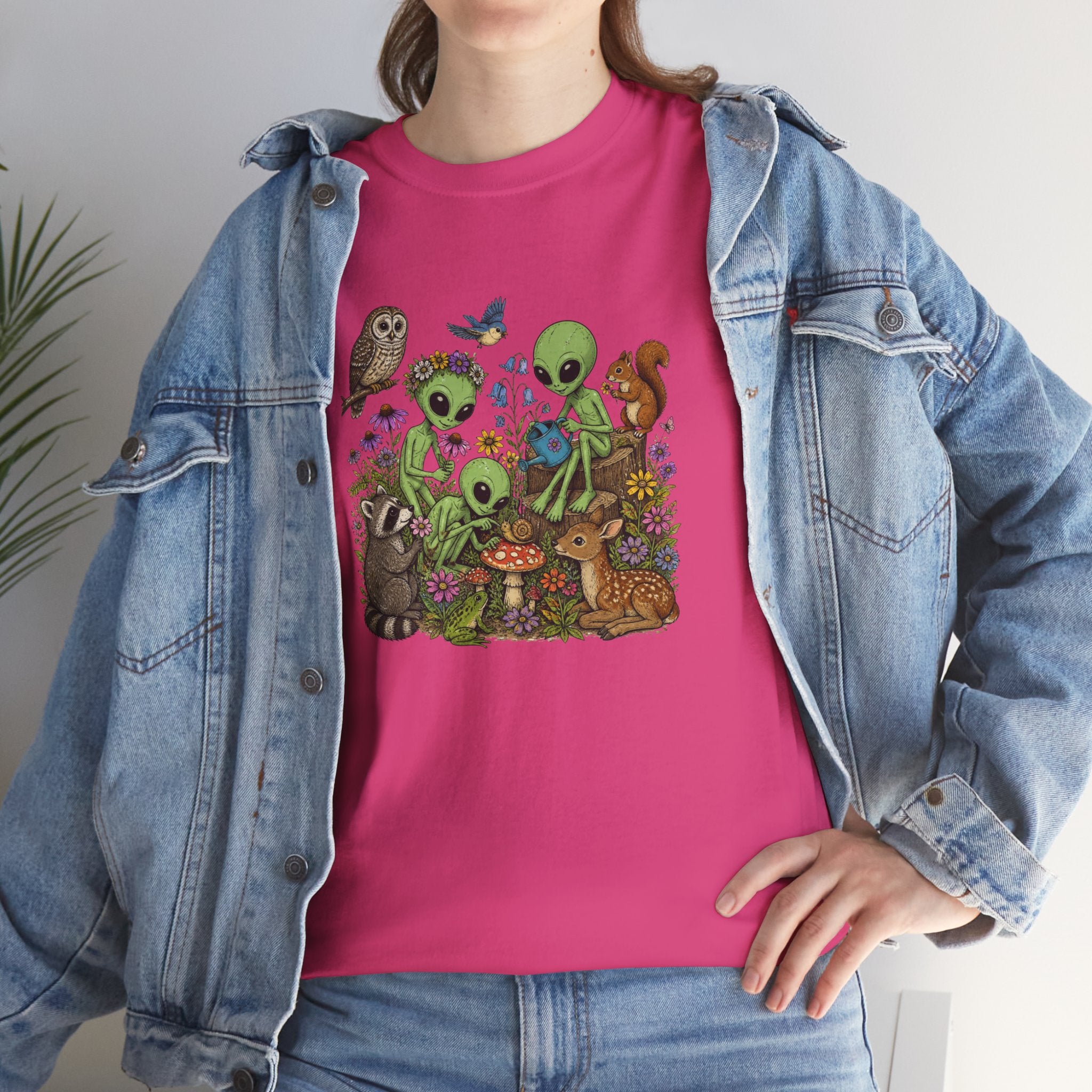 Alien Forest Friends T‑Shirt — Cute Alien & Woodland Animals Graphic Tee