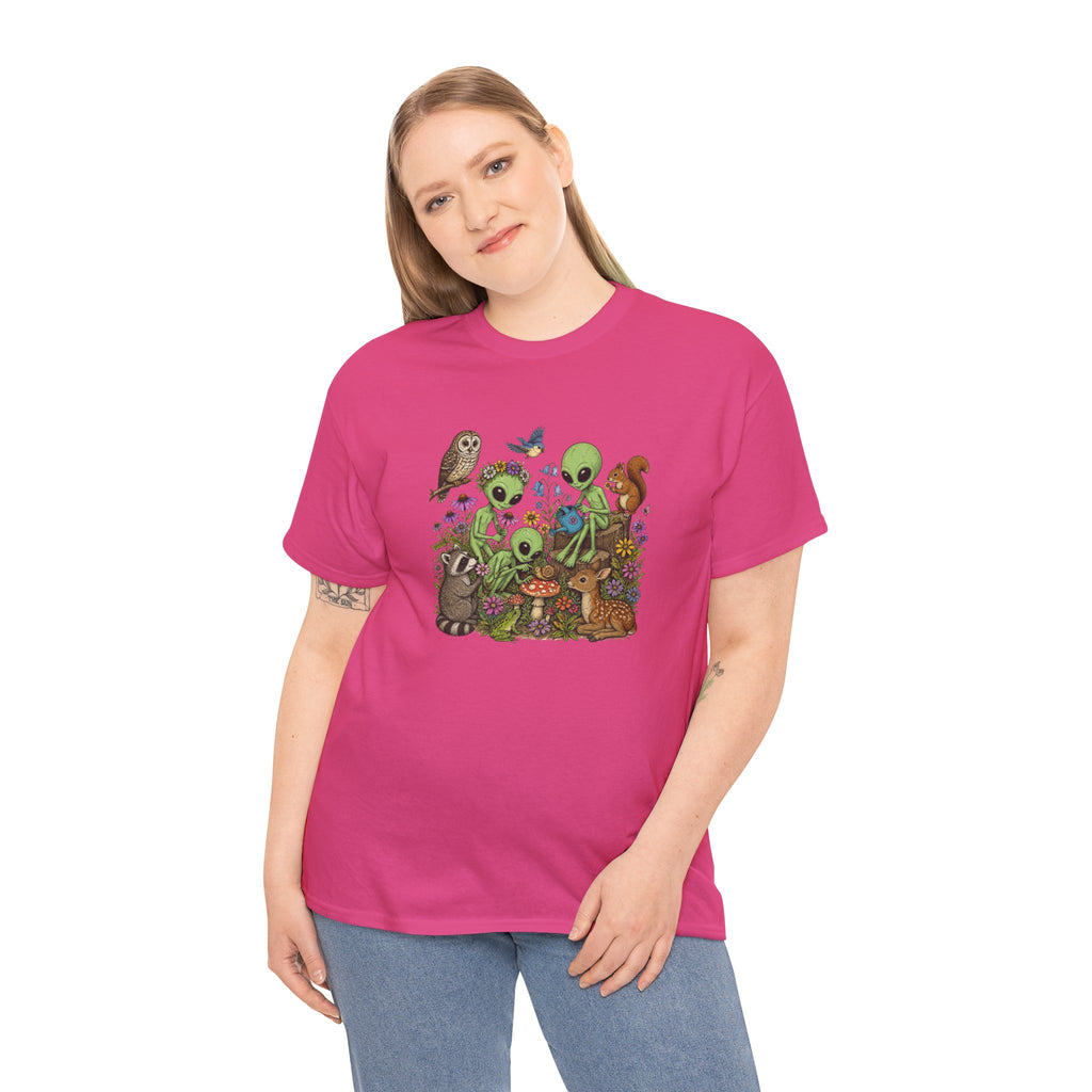 Alien Forest Friends T‑Shirt — Cute Alien & Woodland Animals Graphic Tee