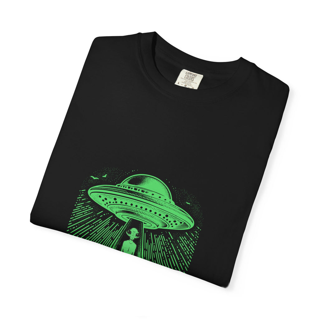 Alien Abduction T-Shirt — "I Told You" Neon UFO Graphic