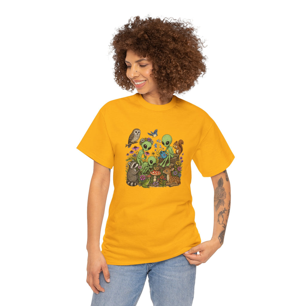 Alien Forest Friends T‑Shirt — Cute Alien & Woodland Animals Graphic Tee