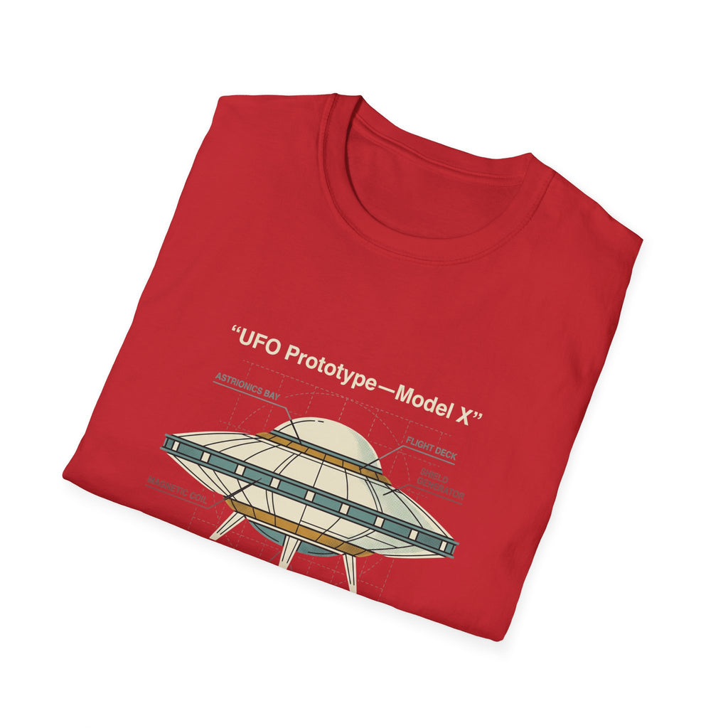 UFO Diagram Technical T-Shirt — Retro Schematic Alien Spaceship Tee