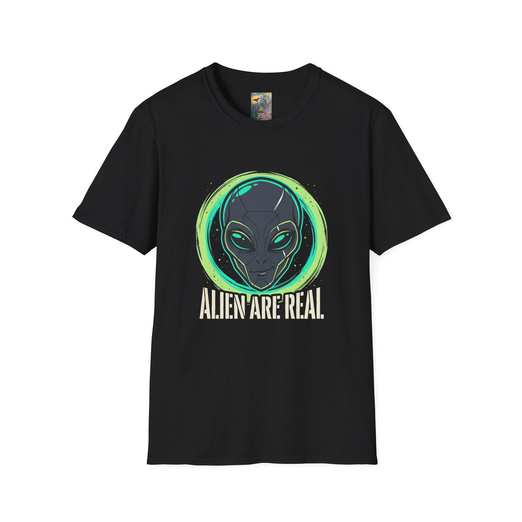 Alien Are Real T-Shirt — Neon Green Alien Face Graphic Tee
