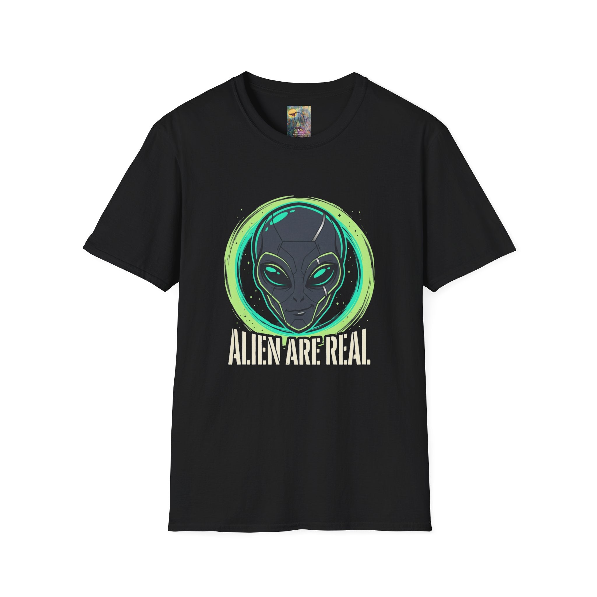 Alien Are Real T-Shirt — Neon Green Alien Face Graphic Tee