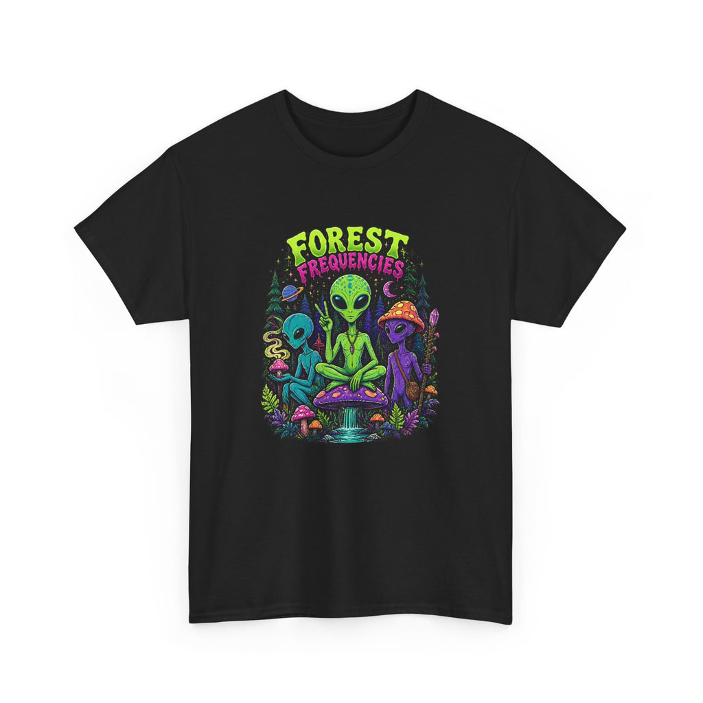 Forest Frequencies Alien T-Shirt — Psychedelic Mushroom Meditation Tee