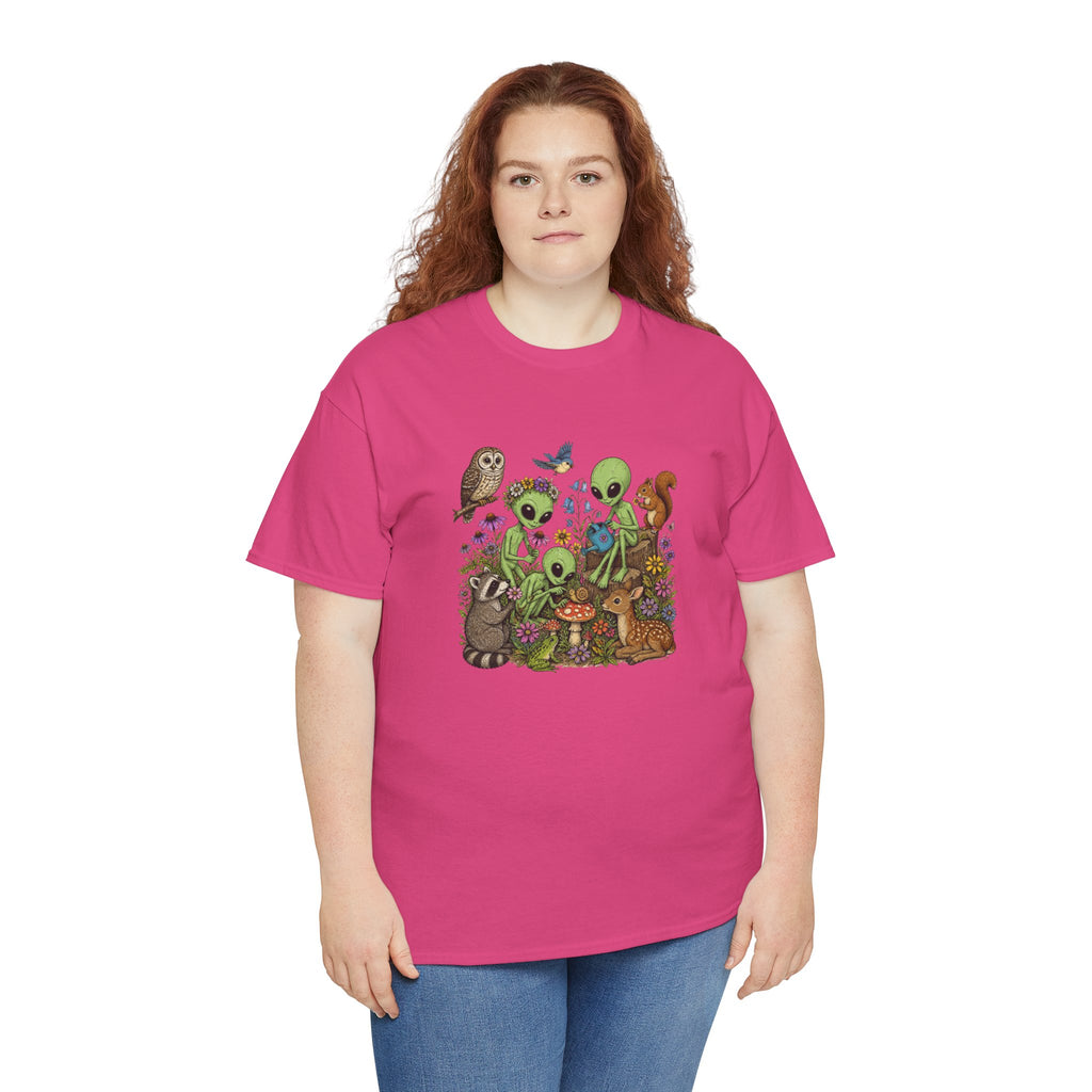 Alien Forest Friends T‑Shirt — Cute Alien & Woodland Animals Graphic Tee