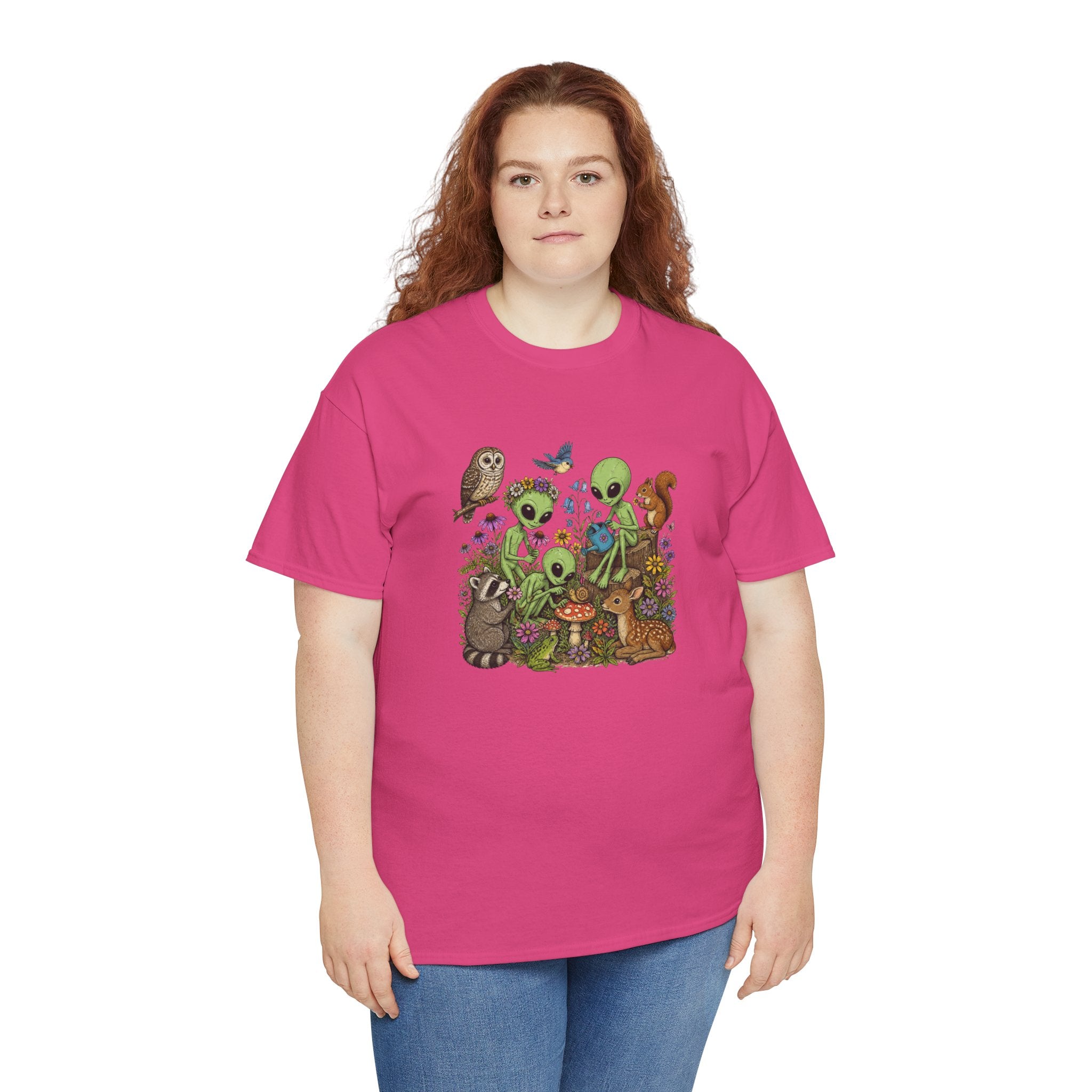 Alien Forest Friends T‑Shirt — Cute Alien & Woodland Animals Graphic Tee