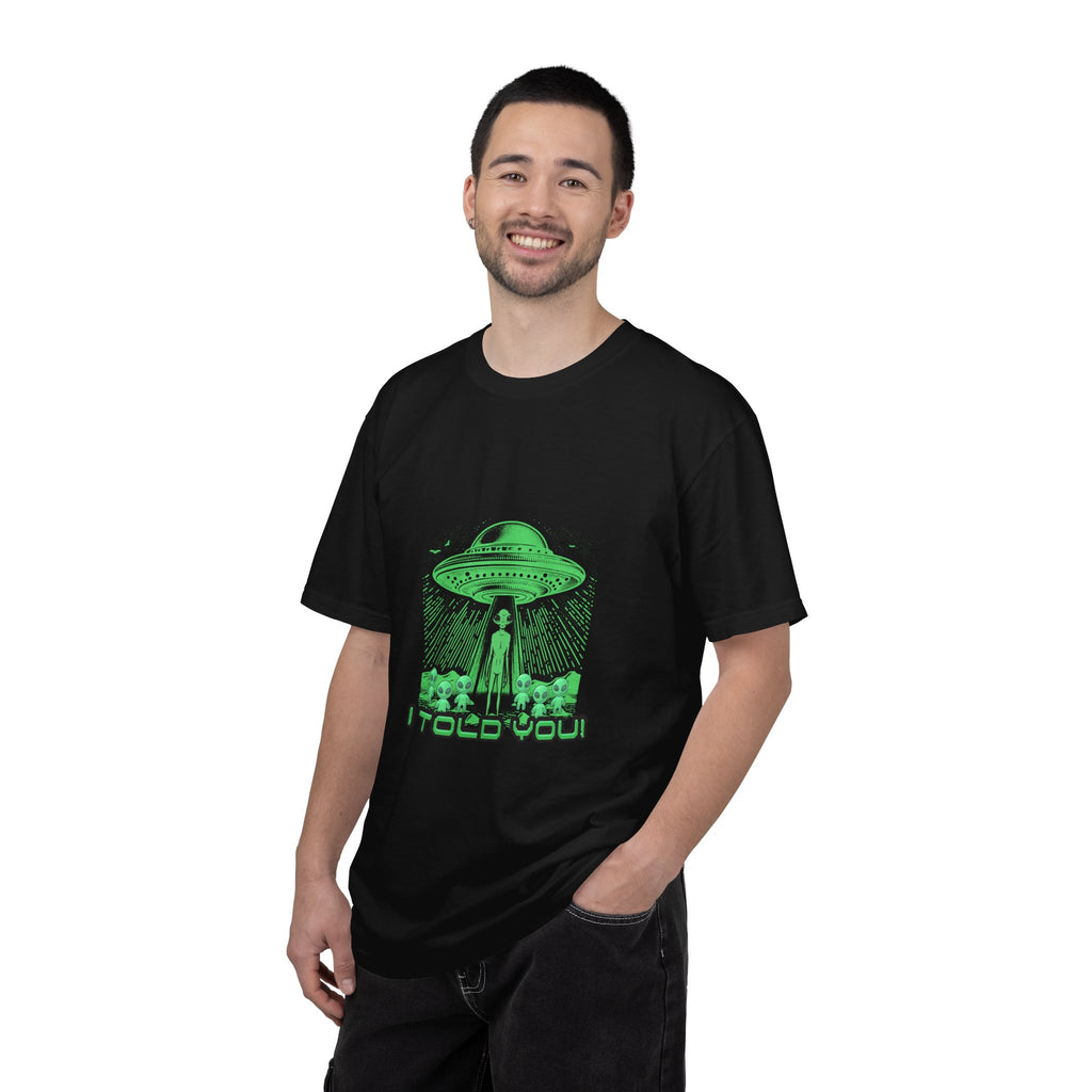 Alien Abduction T-Shirt — "I Told You" Neon UFO Graphic